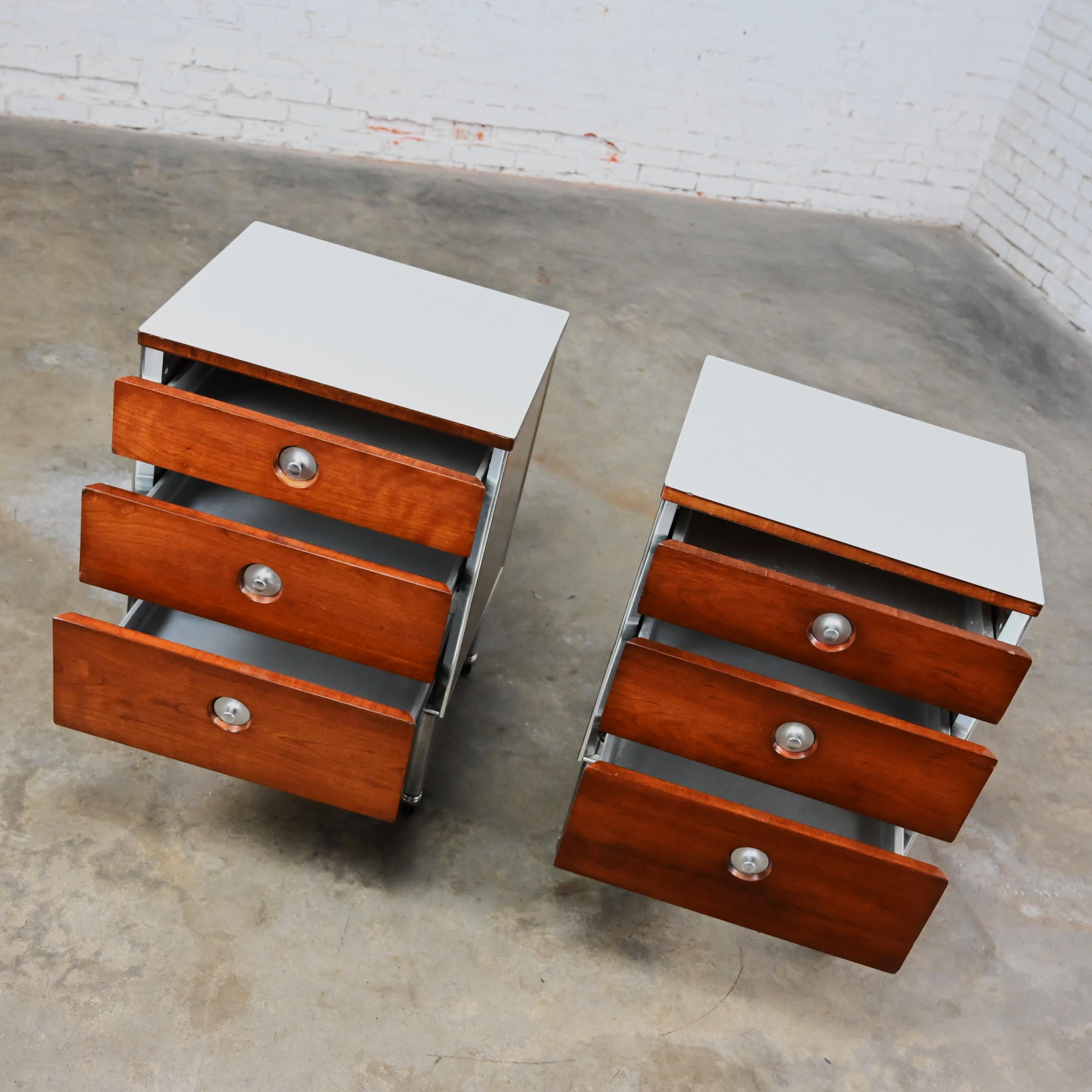 American 1960’s Mid Century Modern Raymond Loewy for Hill Rom Nightstands or End Tables  For Sale