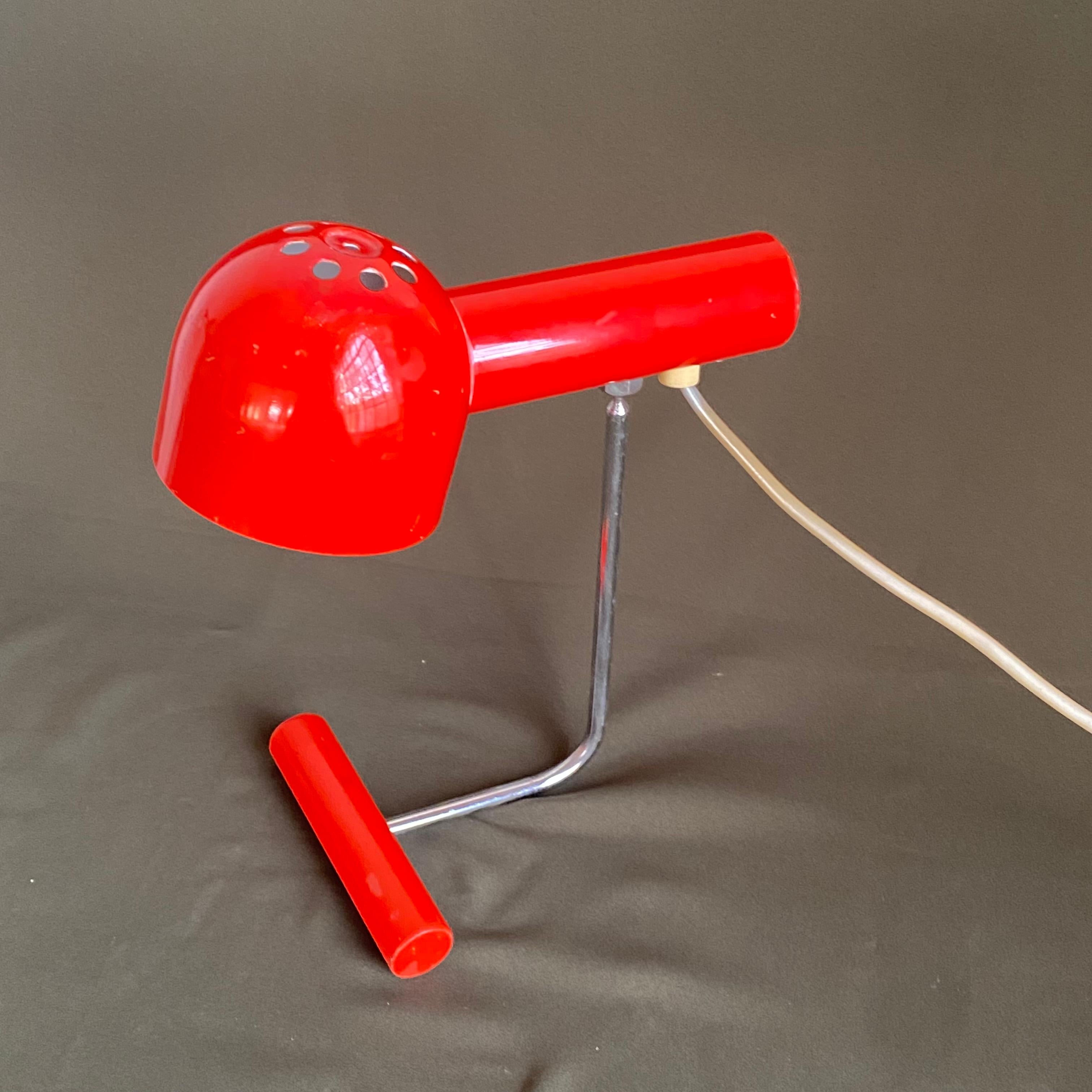 Czech 1960's Mid-Century Modern Red Desk or Table Lamp  For Sale
