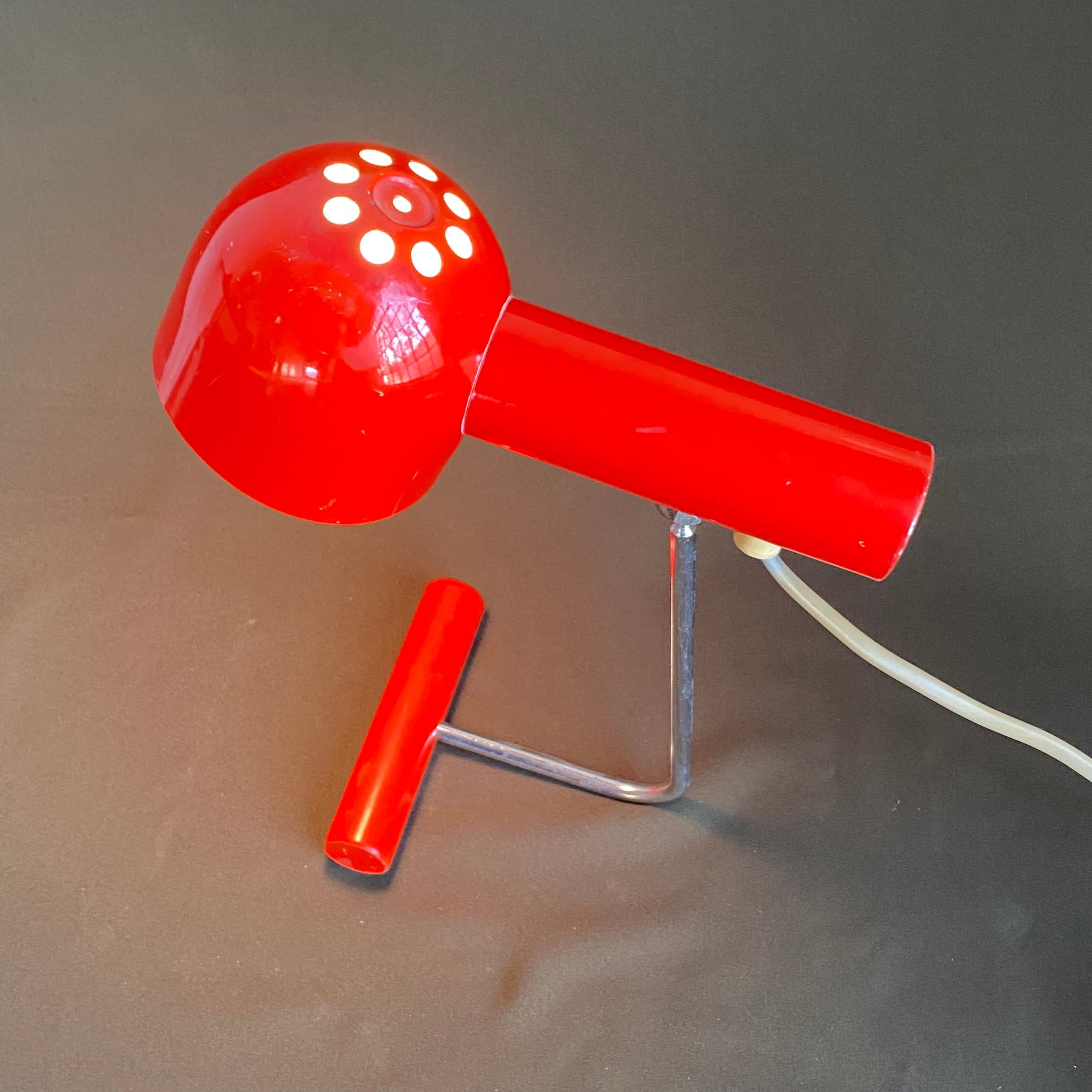 Painted 1960's Mid-Century Modern Red Desk or Table Lamp  For Sale