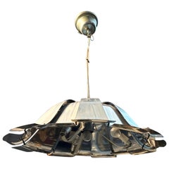 1960s Mid-Century Modern Reggiani Attributed Steel Italian Pendant