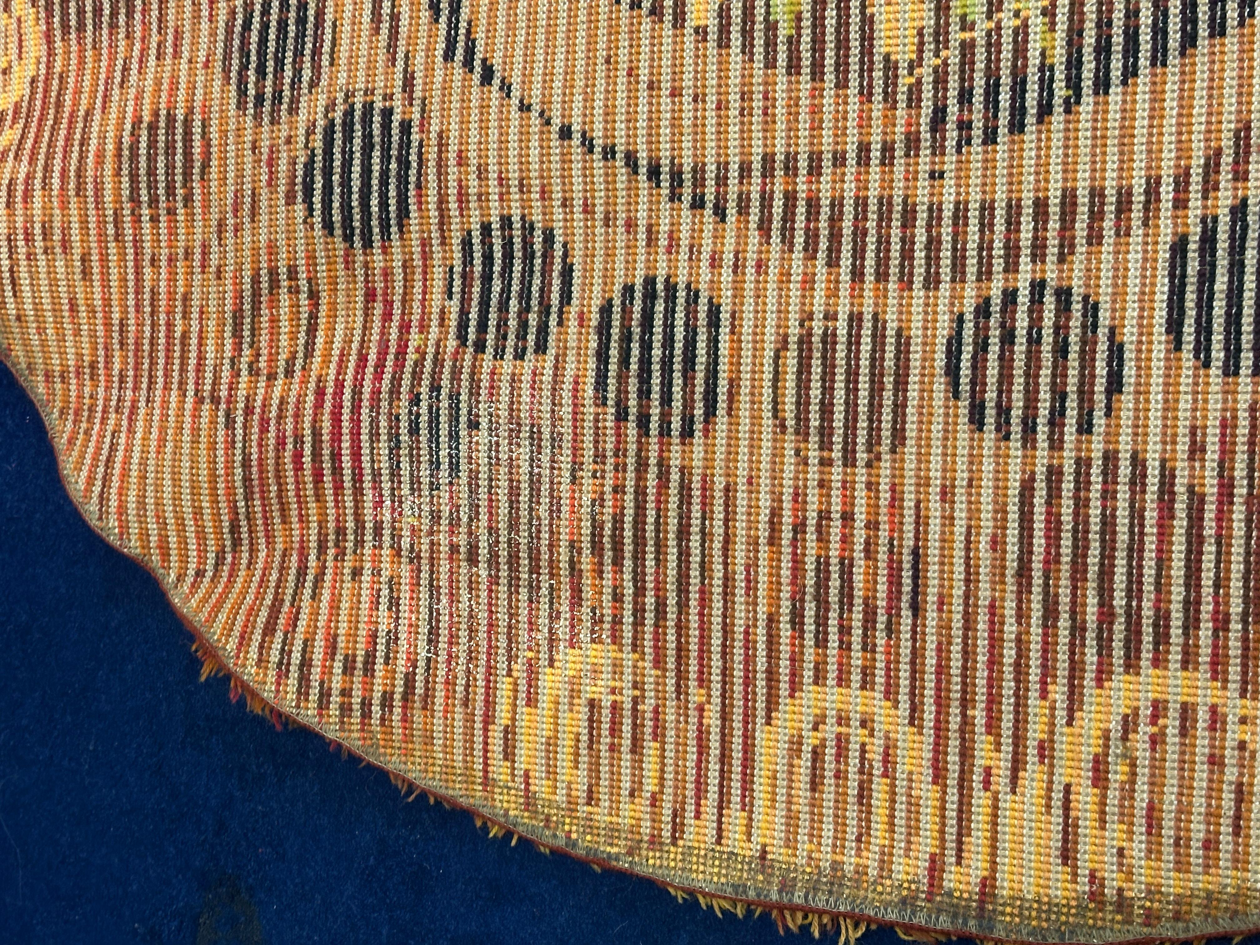 1960s Mid Century Modern Retro English Circular Shagpile Rya Sun Design Rug For Sale 13
