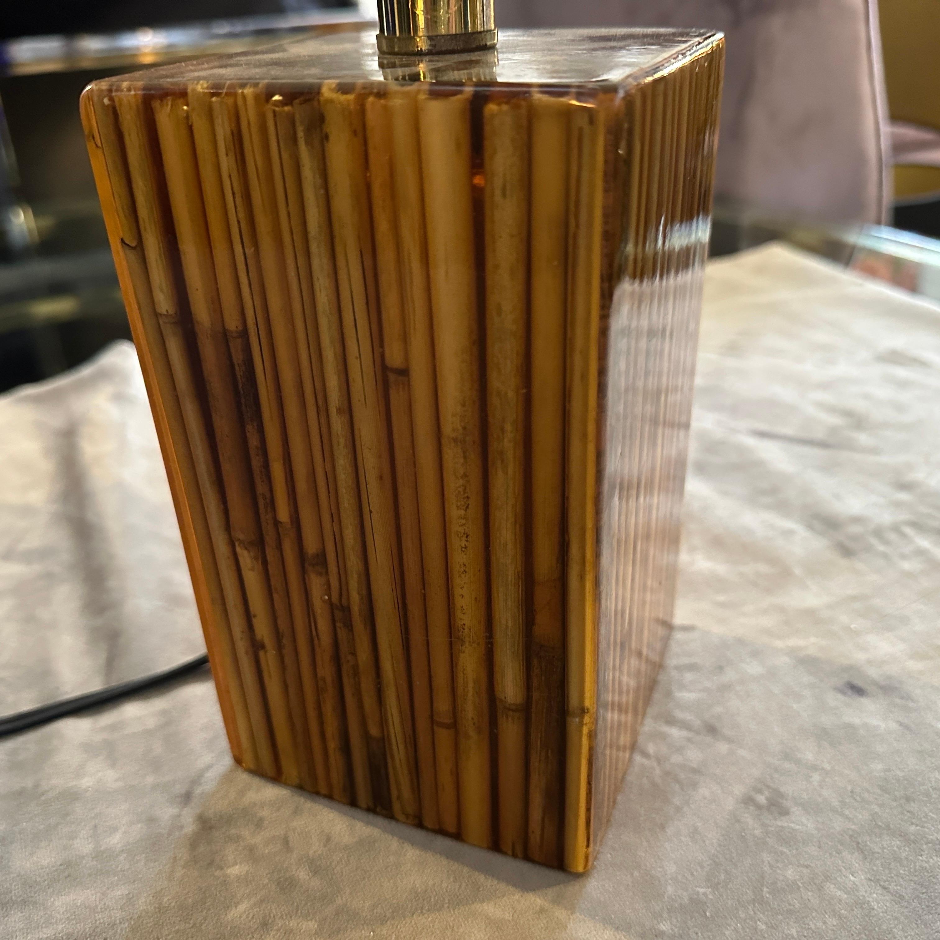 Lampe de bureau italienne Riccardo Marzi en résine de bambou, mi-siècle moderne, années 1960 en vente 2