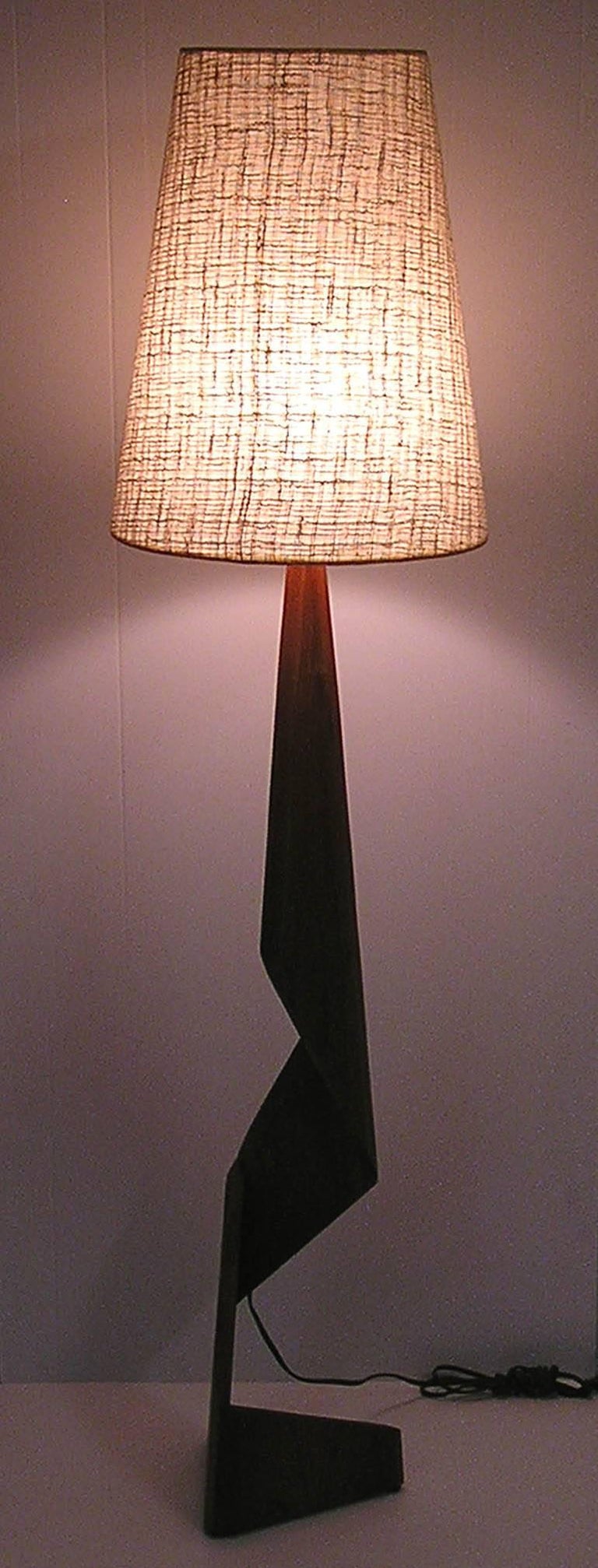 1960s MidCentury Modern Sculpted Teak Zig Zag Floor Lamps, Denmark at