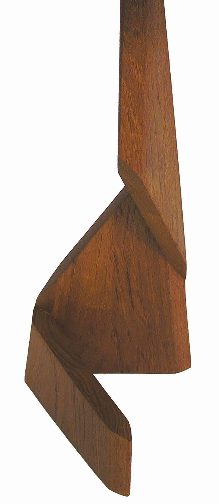 Scandinavian Modern 1960s Mid-Century Modern Sculpted Teak Zig Zag Table Lamp, Denmark For Sale