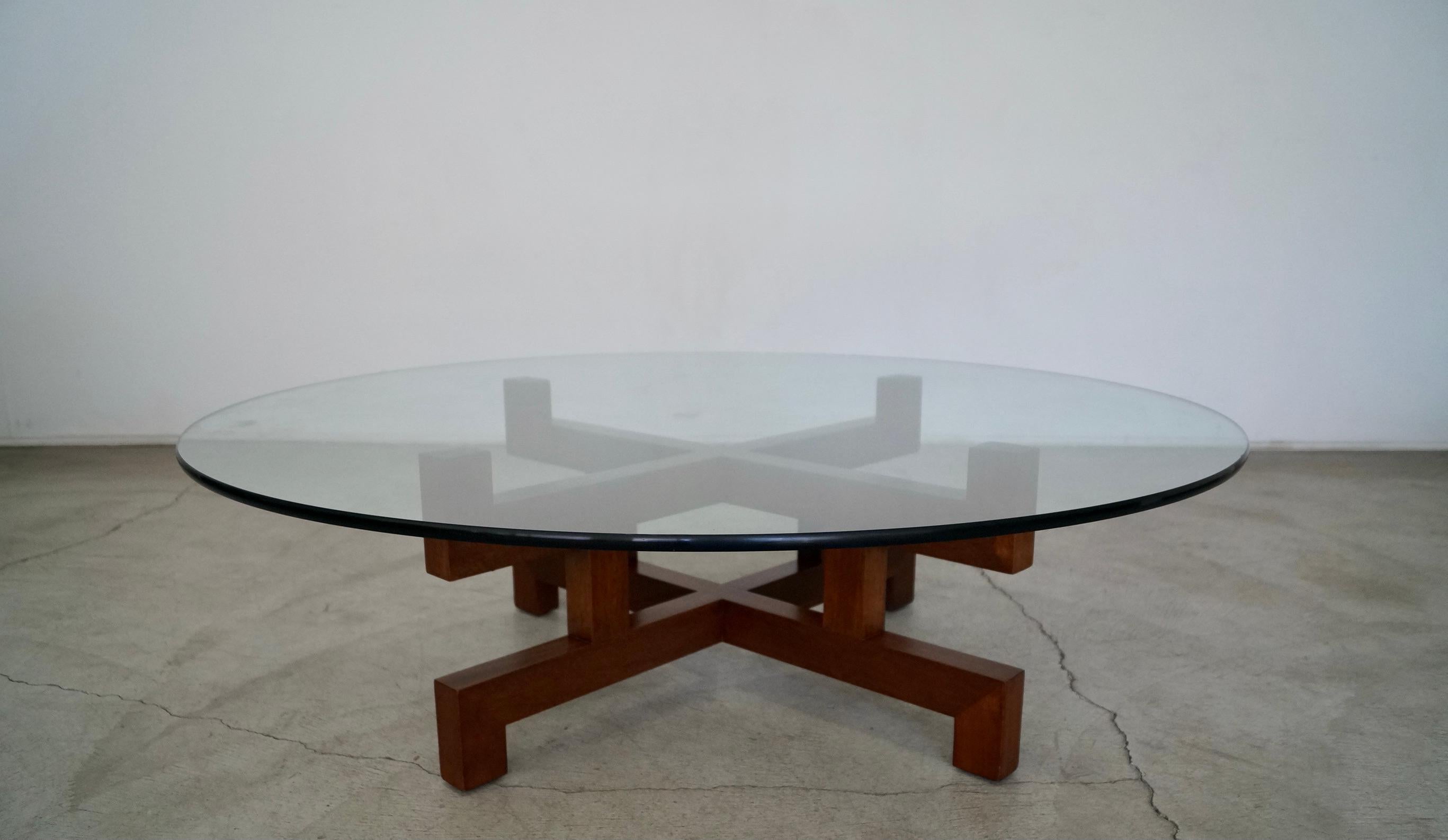Stained 1960's Mid-Century Modern Sculptural Coffee Table For Sale