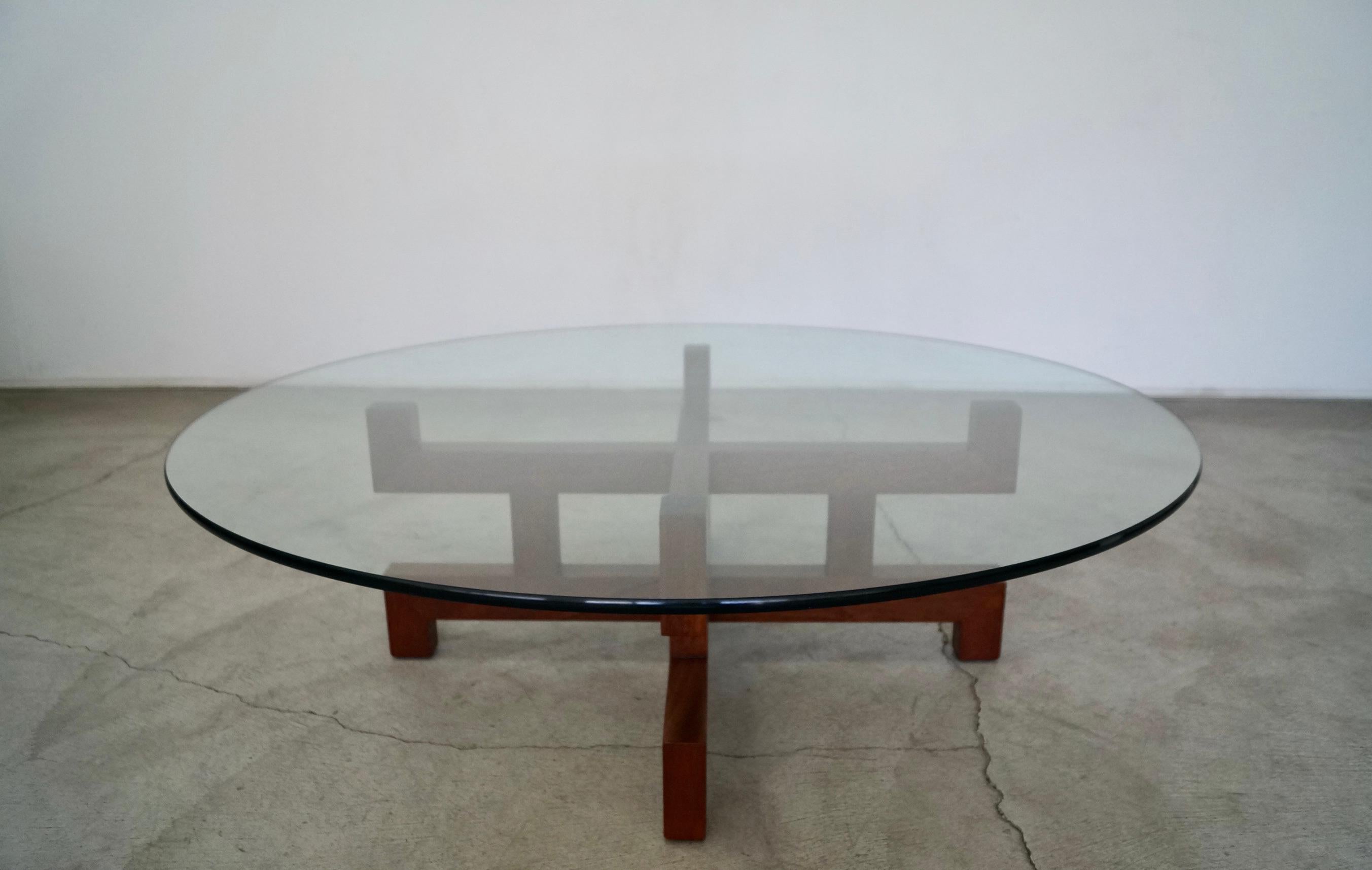 Glass 1960's Mid-Century Modern Sculptural Coffee Table For Sale