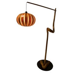 1960s Mid-Century Modern Sculptural Wooden and Veneer Floor Lamp