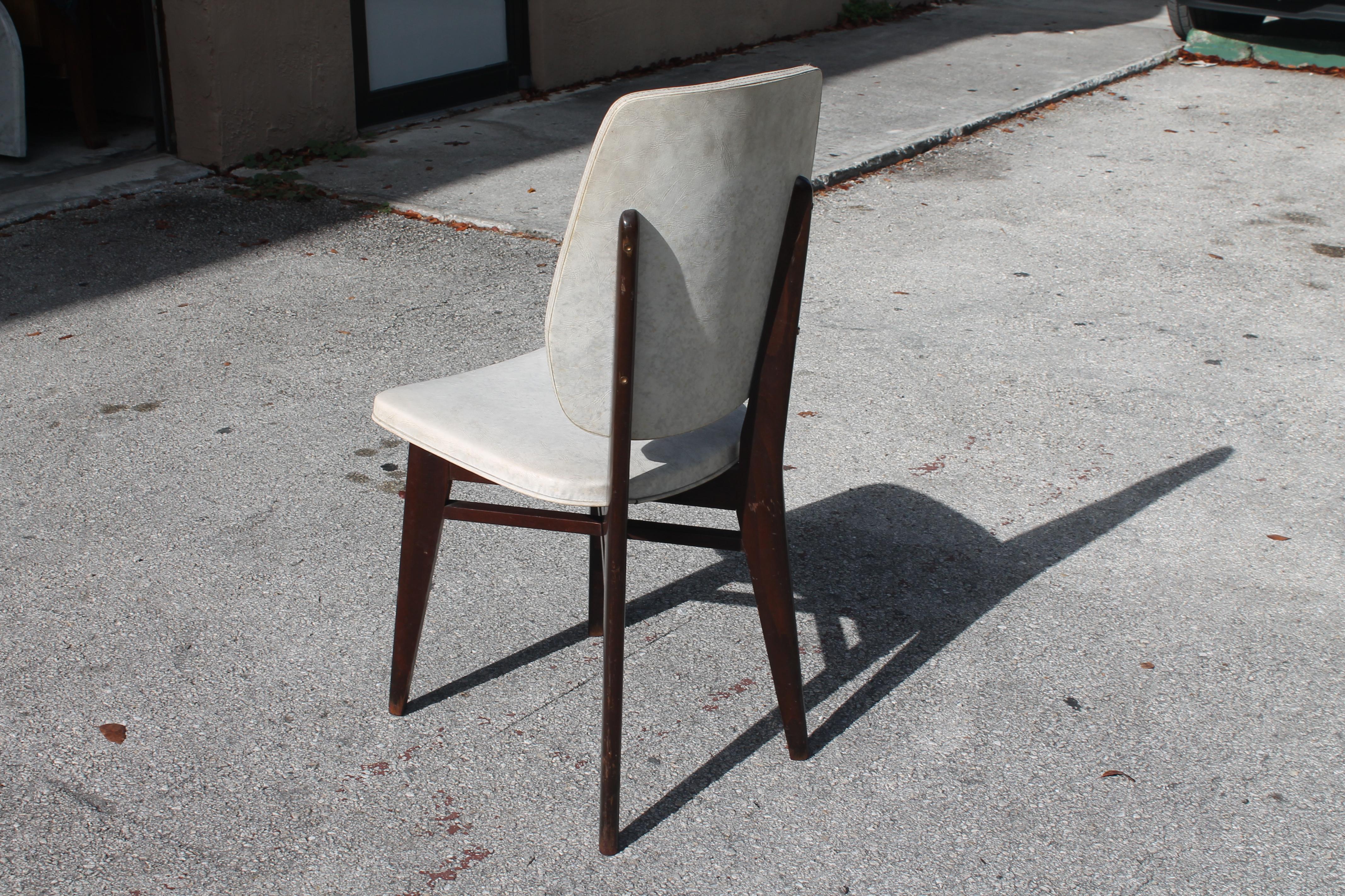 Wood 1960's Mid Century Modern Set of 4 French Modern Dining Chairs For Sale