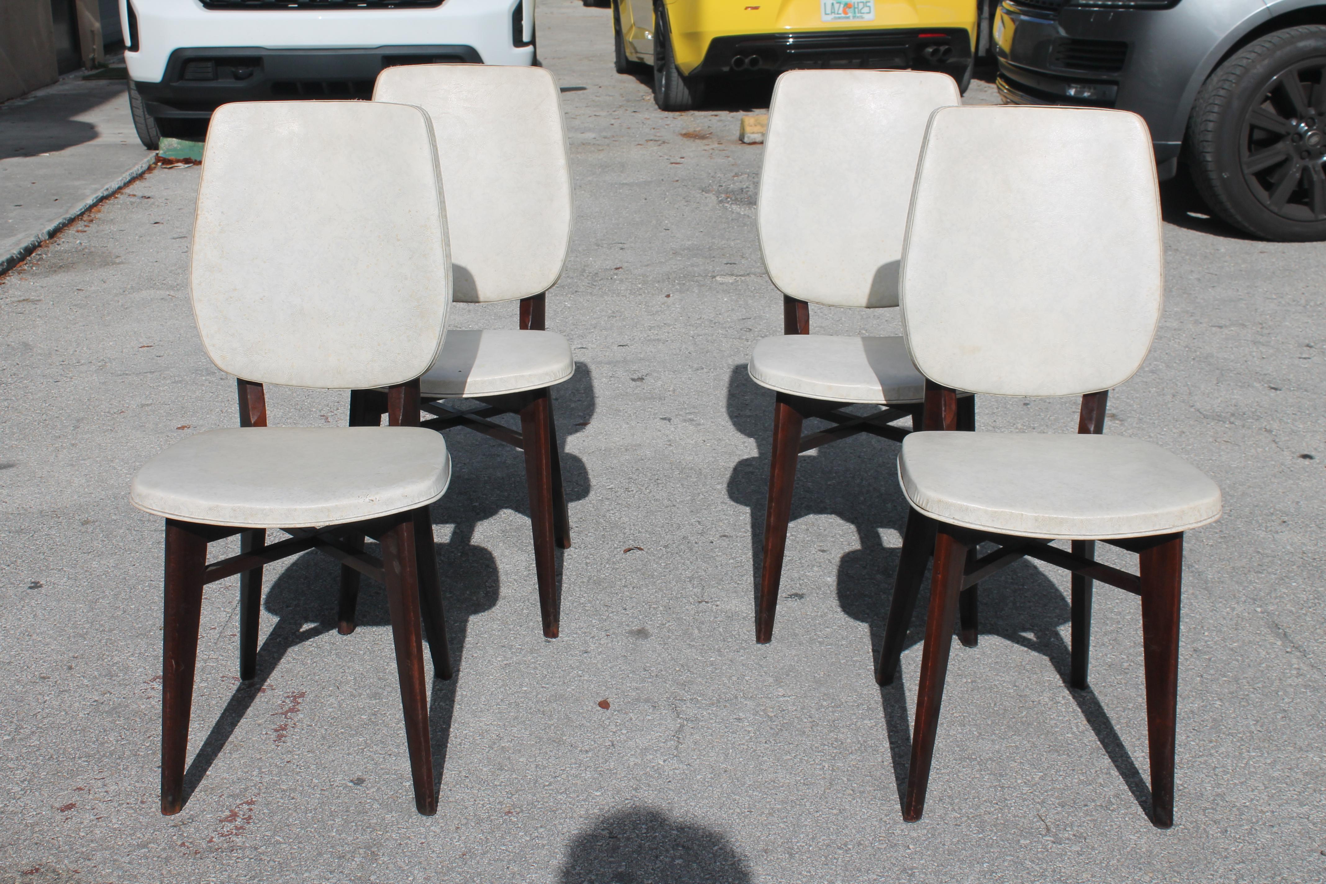 1960's Mid Century Modern Set of 4 French Modern Dining Chairs For Sale 1