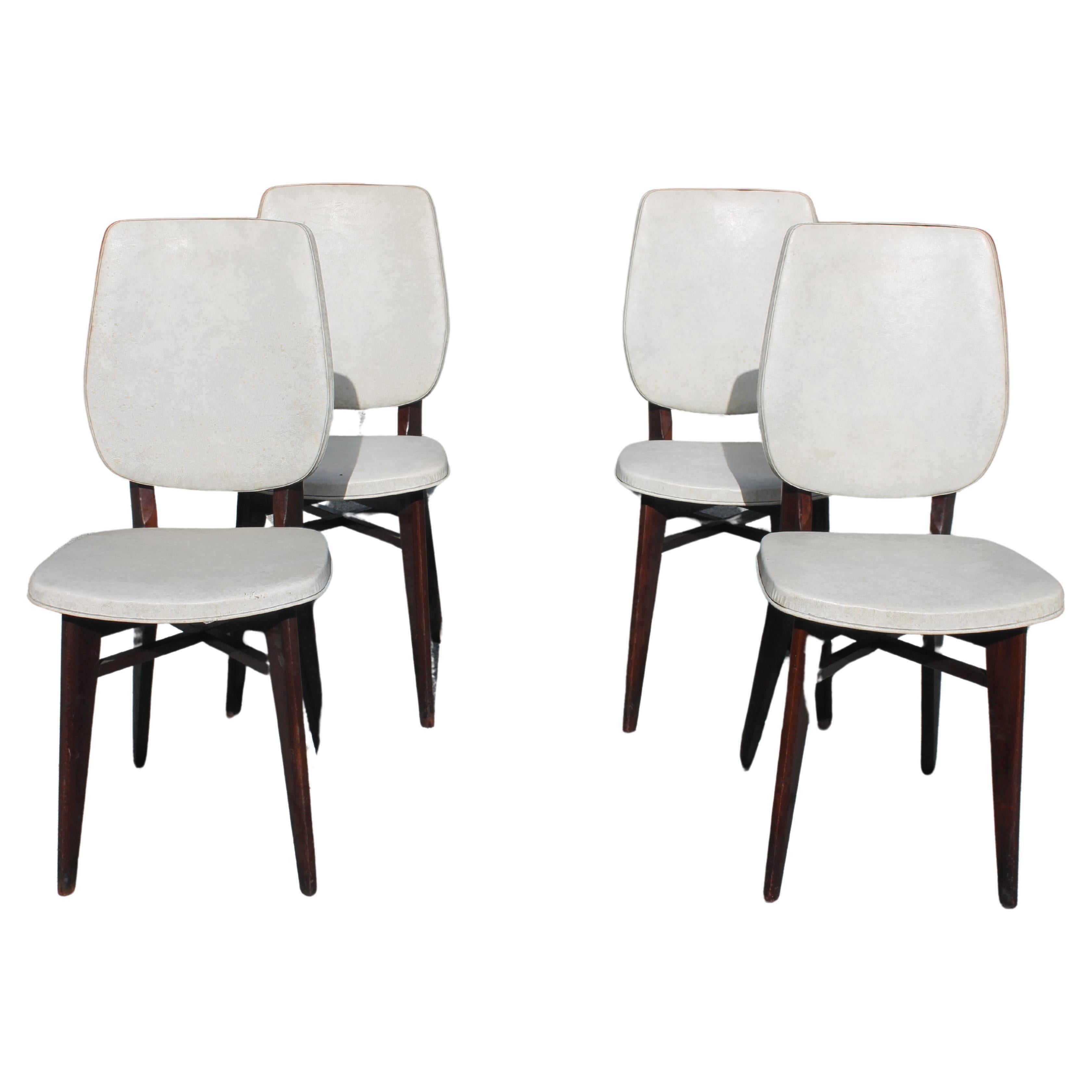 1960's Mid Century Modern Set of 4 French Modern Dining Chairs For Sale