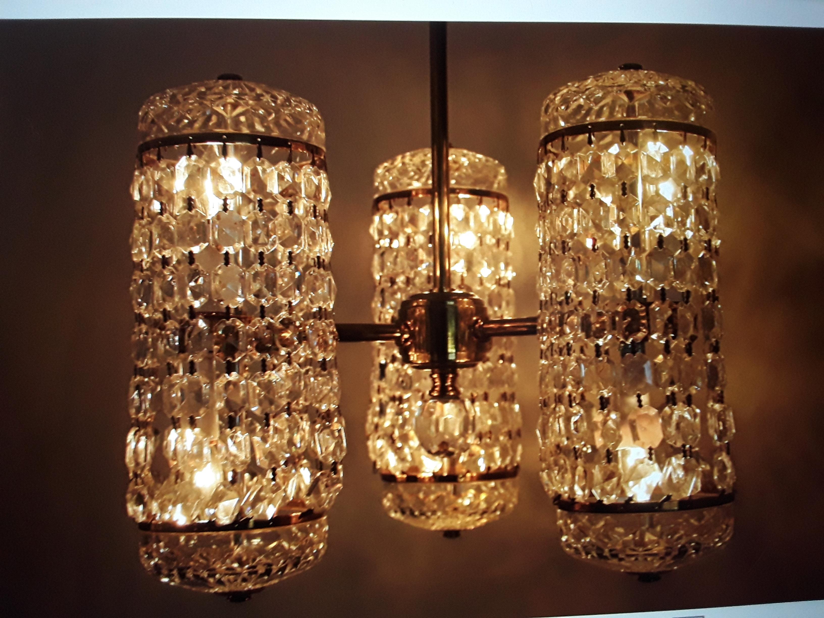 1960's Mid Century Modern Signed Waterford Crystal Chandelier For Sale 4