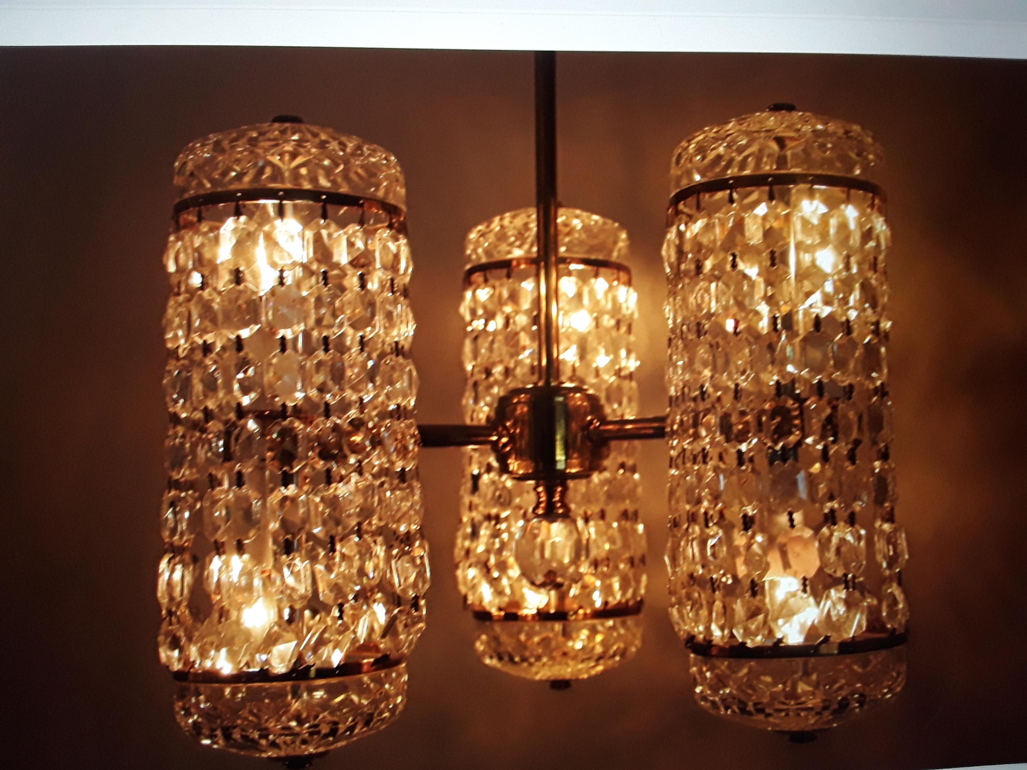 1960's Mid Century Modern Signed Waterford Crystal Chandelier For Sale 5
