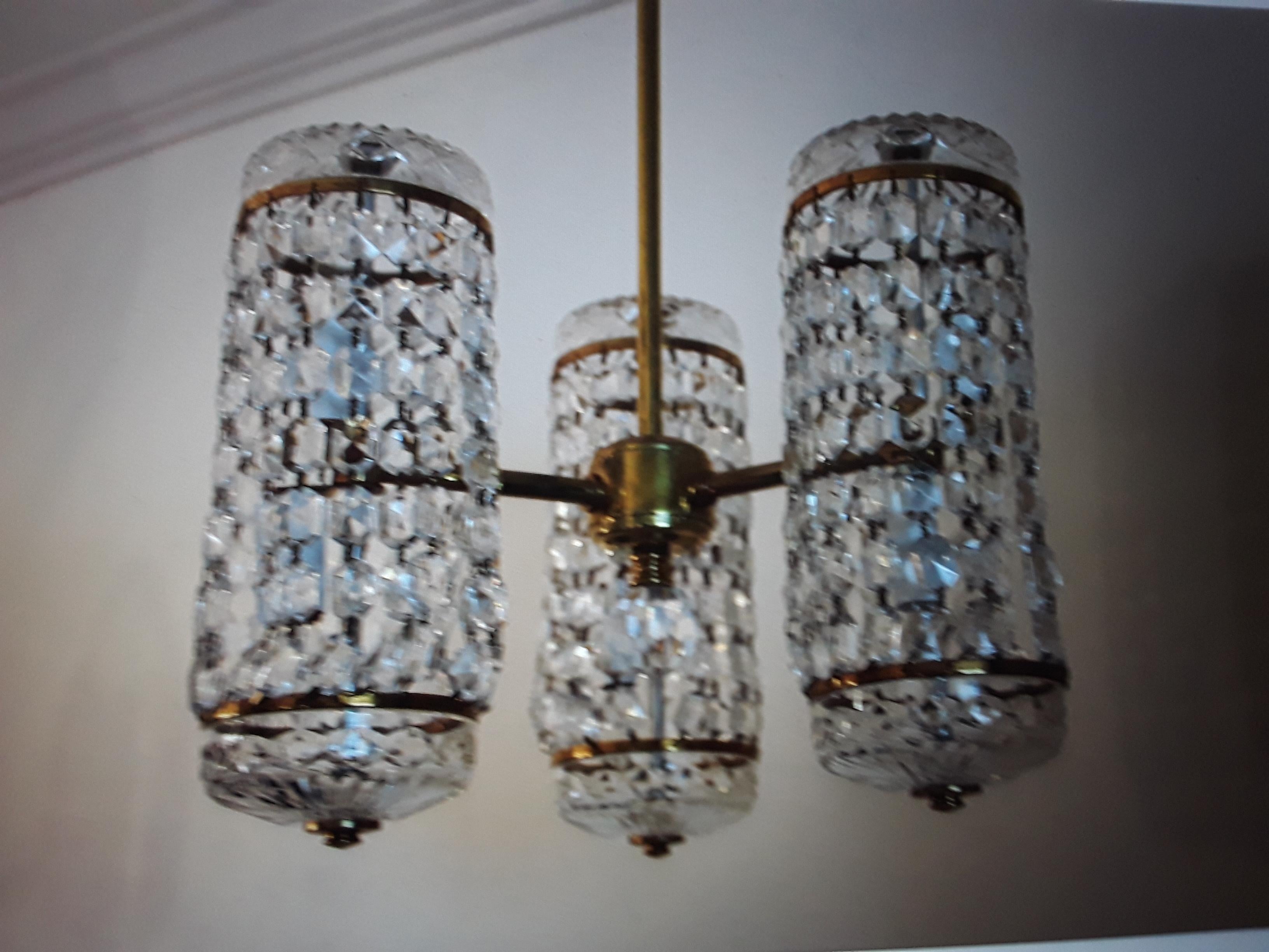 Mid-20th Century 1960's Mid Century Modern Signed Waterford Crystal Chandelier For Sale