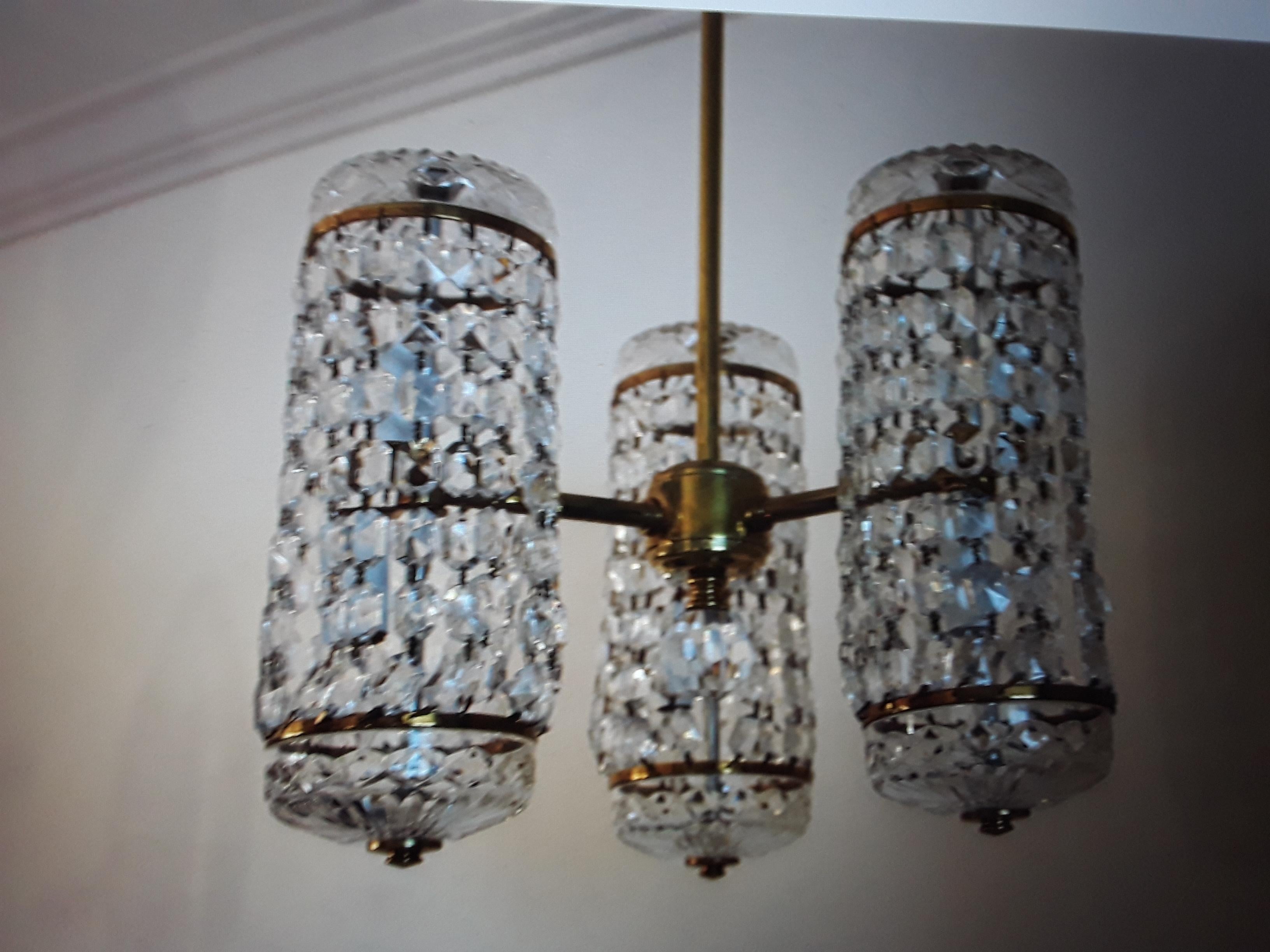 1960's Mid Century Modern Signed Waterford Crystal Chandelier For Sale 1