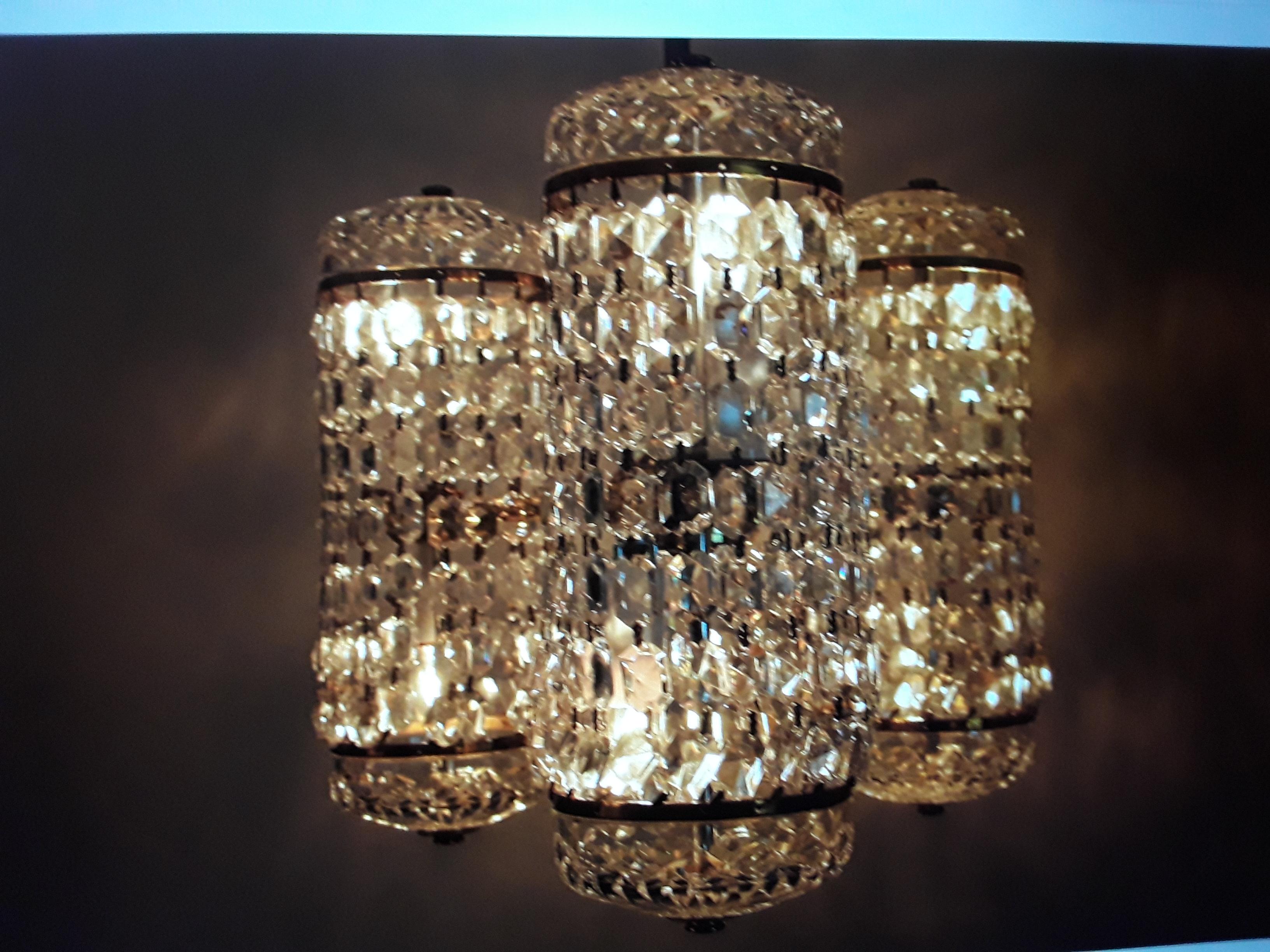 1960's Mid Century Modern Signed Waterford Crystal Chandelier For Sale 2