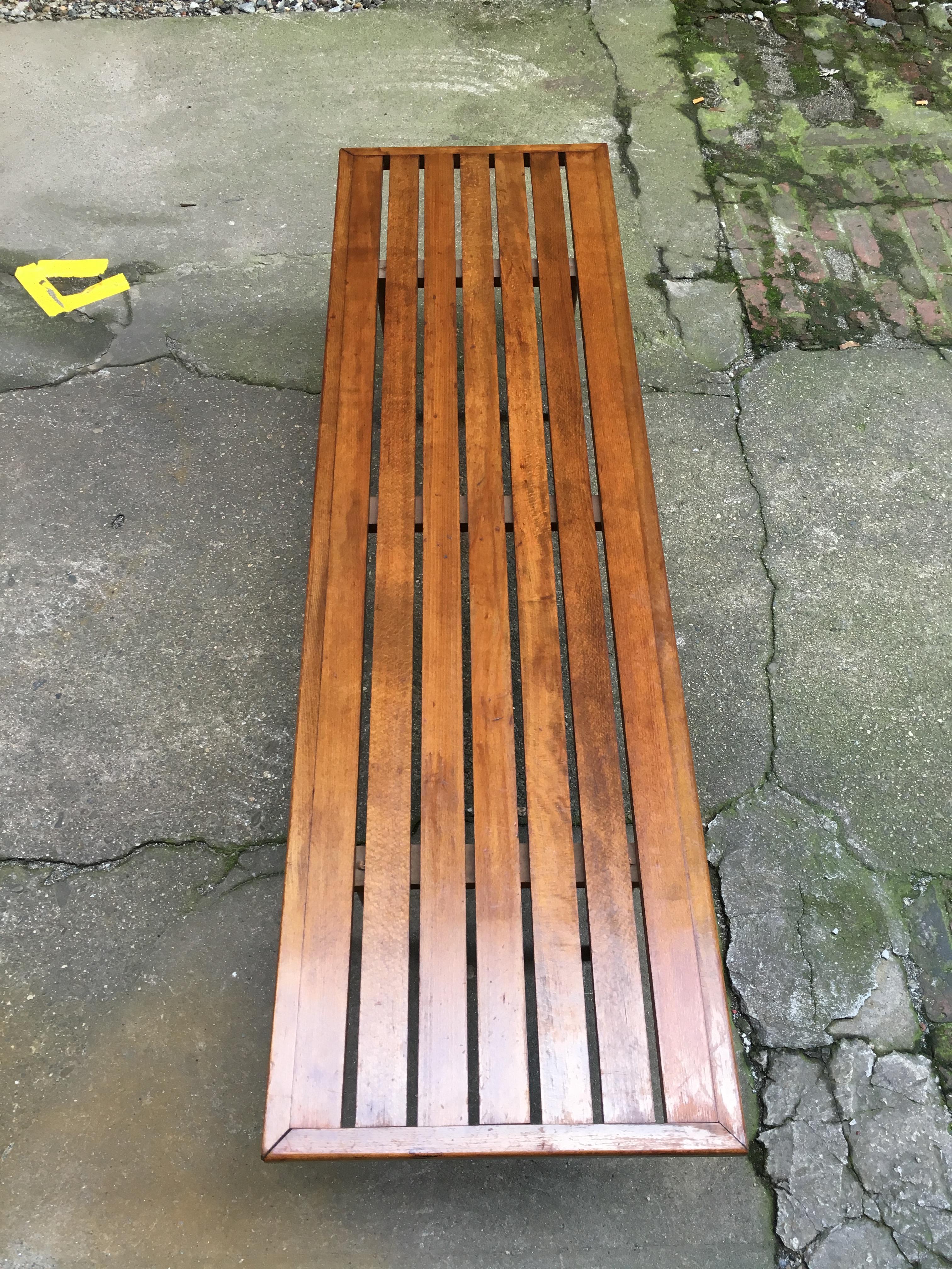 1960s Mid-Century Modern Slat Bench In Good Condition In Garnerville, NY