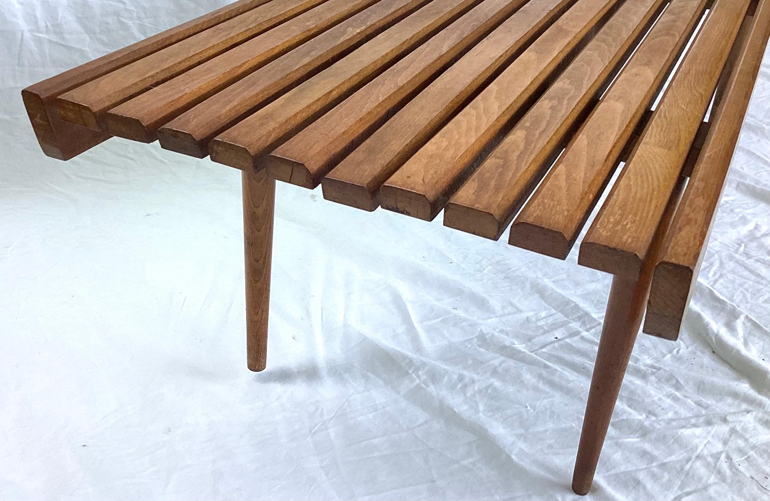 Legno Panchina/tavolino da caffè a doghe del Mid Century Modern del 1960