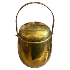 1960s Mid-Century Modern Solid Brass Italian Ice Bucket
