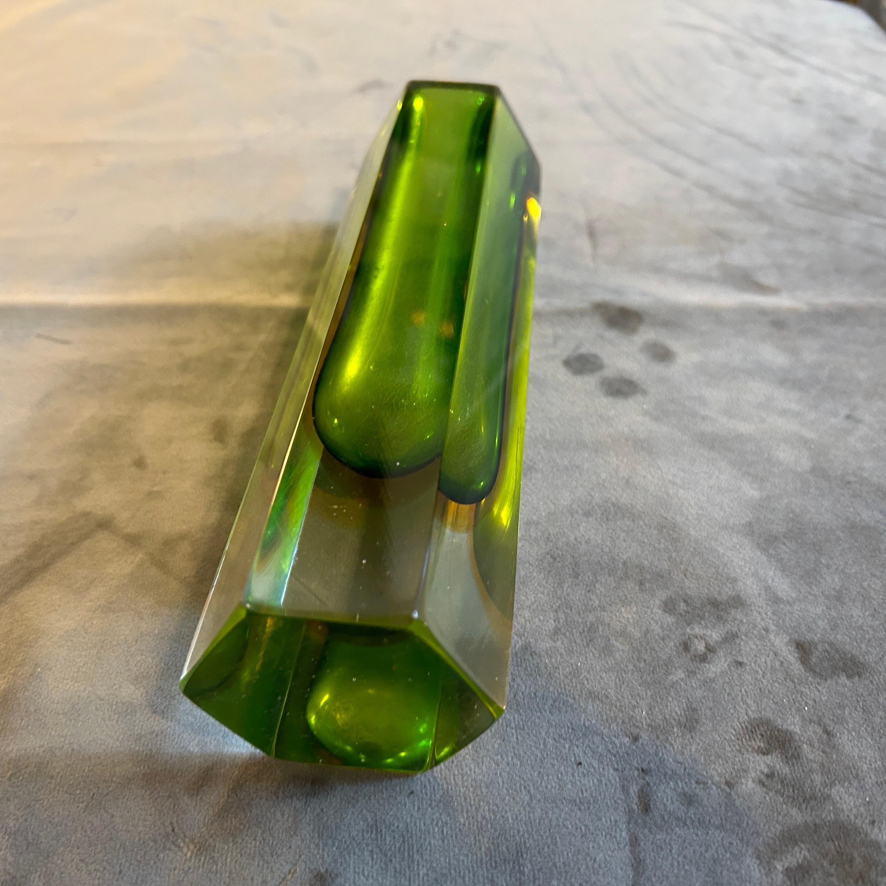 Hand-Crafted 1960s Mid-Century Modern Sommerso Murano Glass Hexagonal Vase by Mandruzzato For Sale