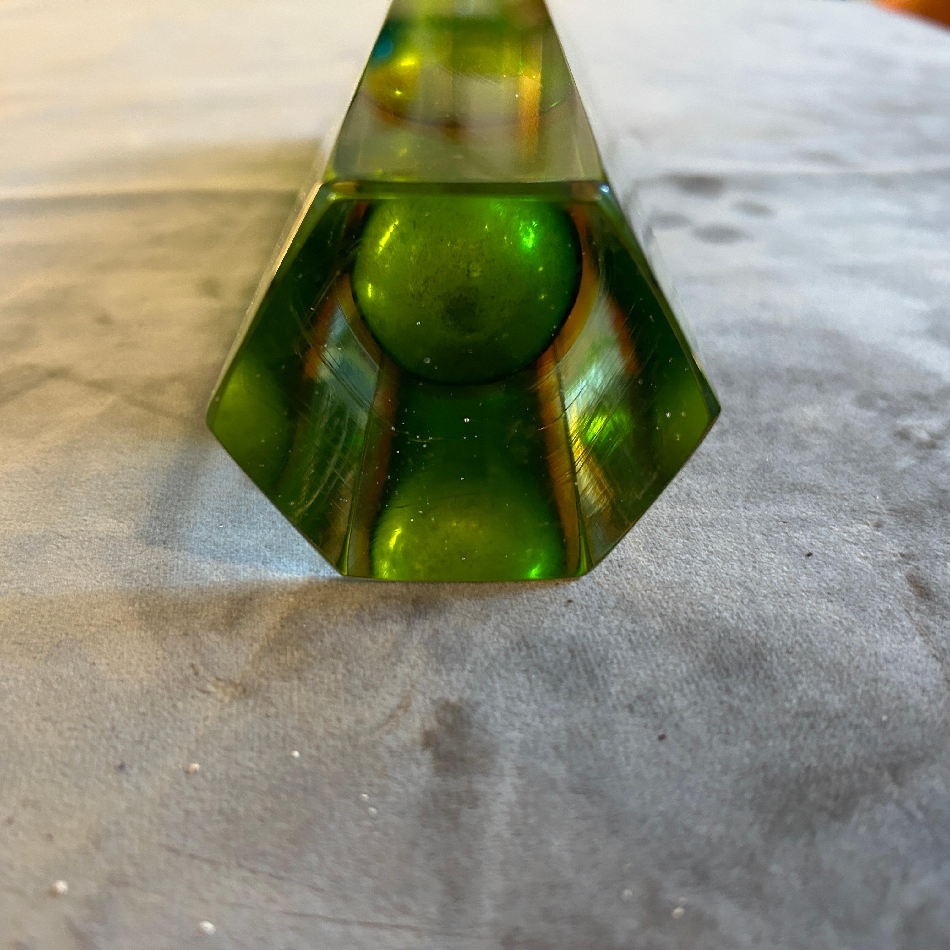 20th Century 1960s Mid-Century Modern Sommerso Murano Glass Hexagonal Vase by Mandruzzato For Sale