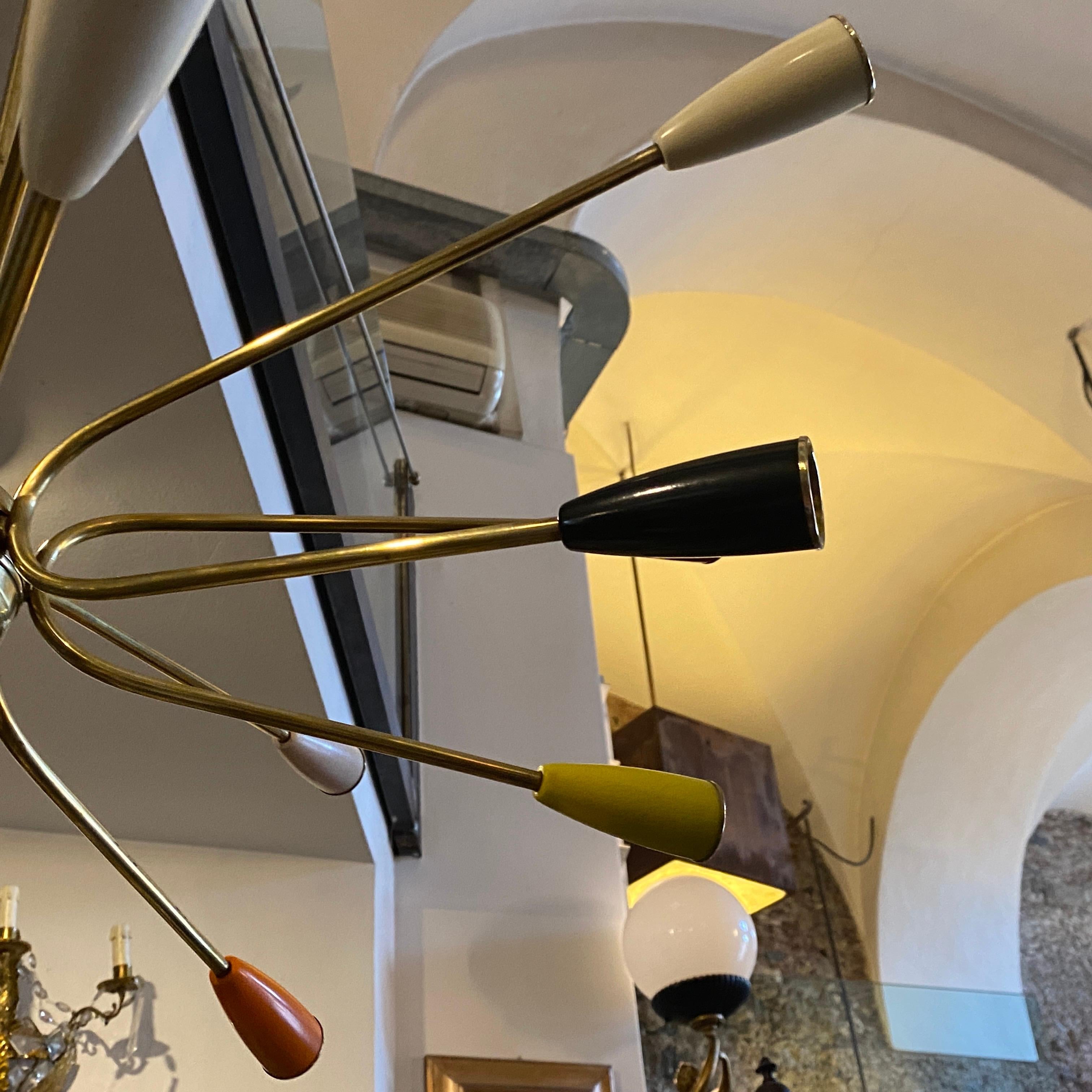 1960s Mid-Century Modern Sputnik Italian Chandelier in the Manner of Stilnovo 1