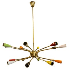 1960s Mid-Century Modern Sputnik Italian Chandelier in the Manner of Stilnovo