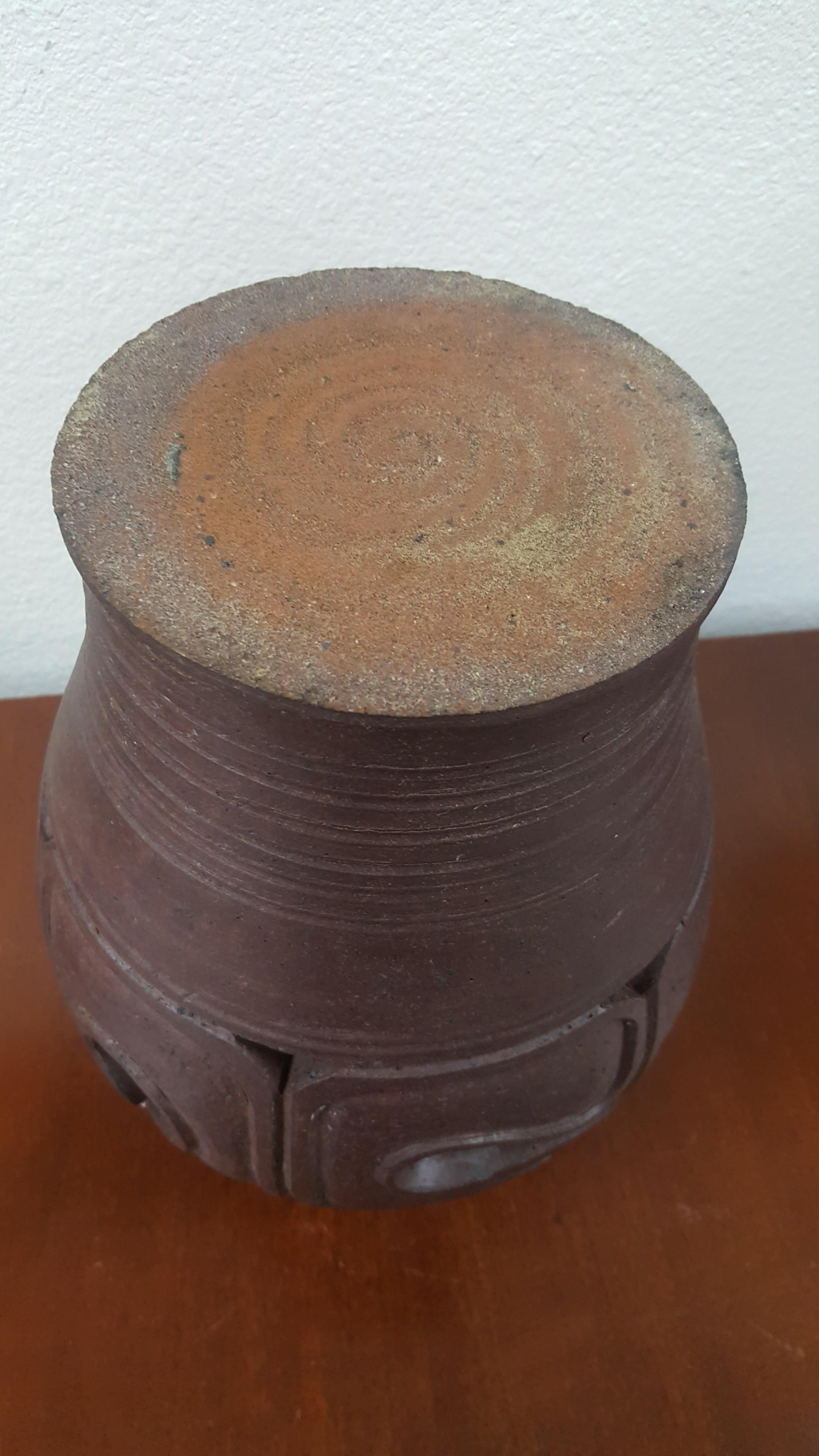 1960s Mid-Century Modern Stoneware Vase or Jar In Good Condition For Sale In Monrovia, CA