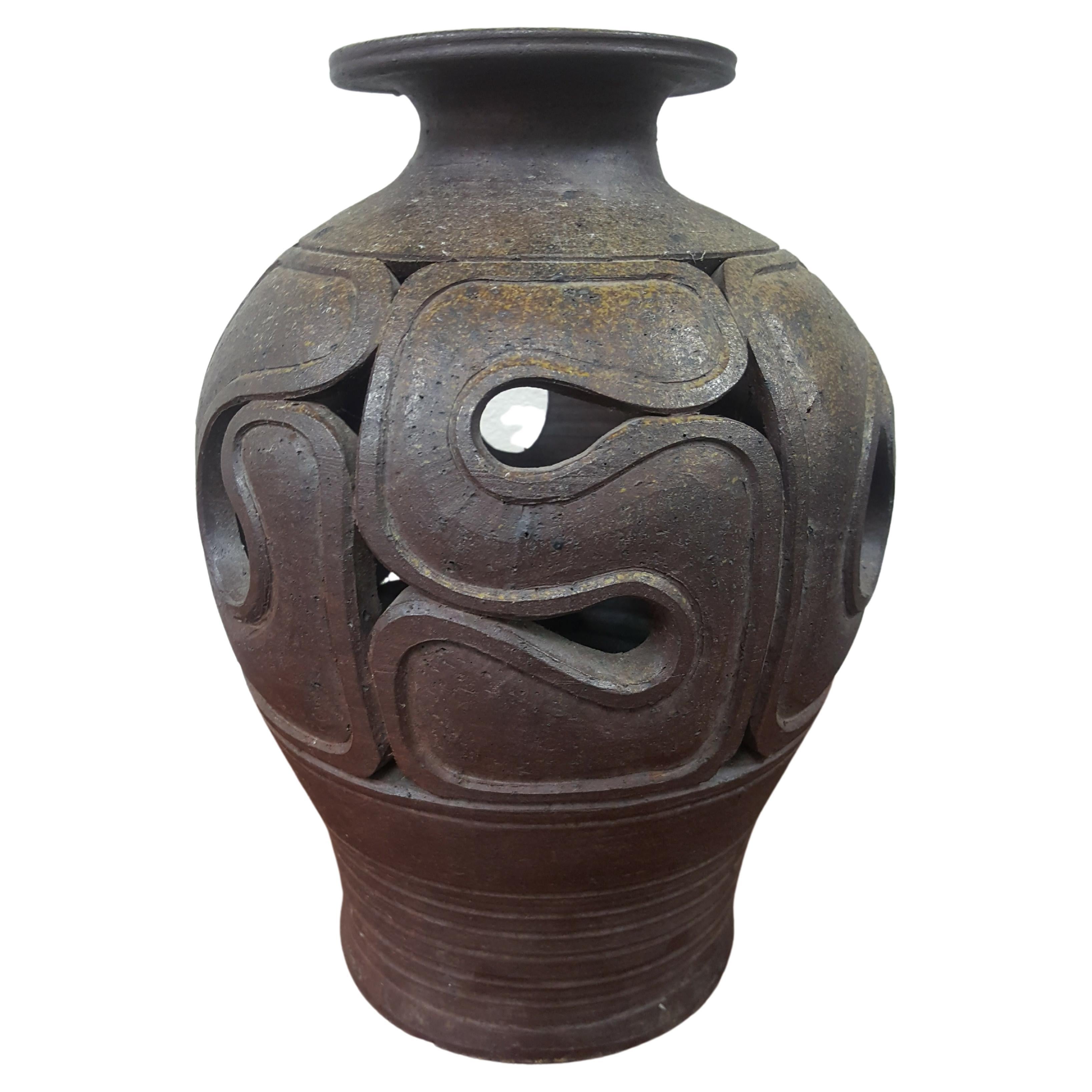 1960s Mid-Century Modern Stoneware Vase or Jar For Sale