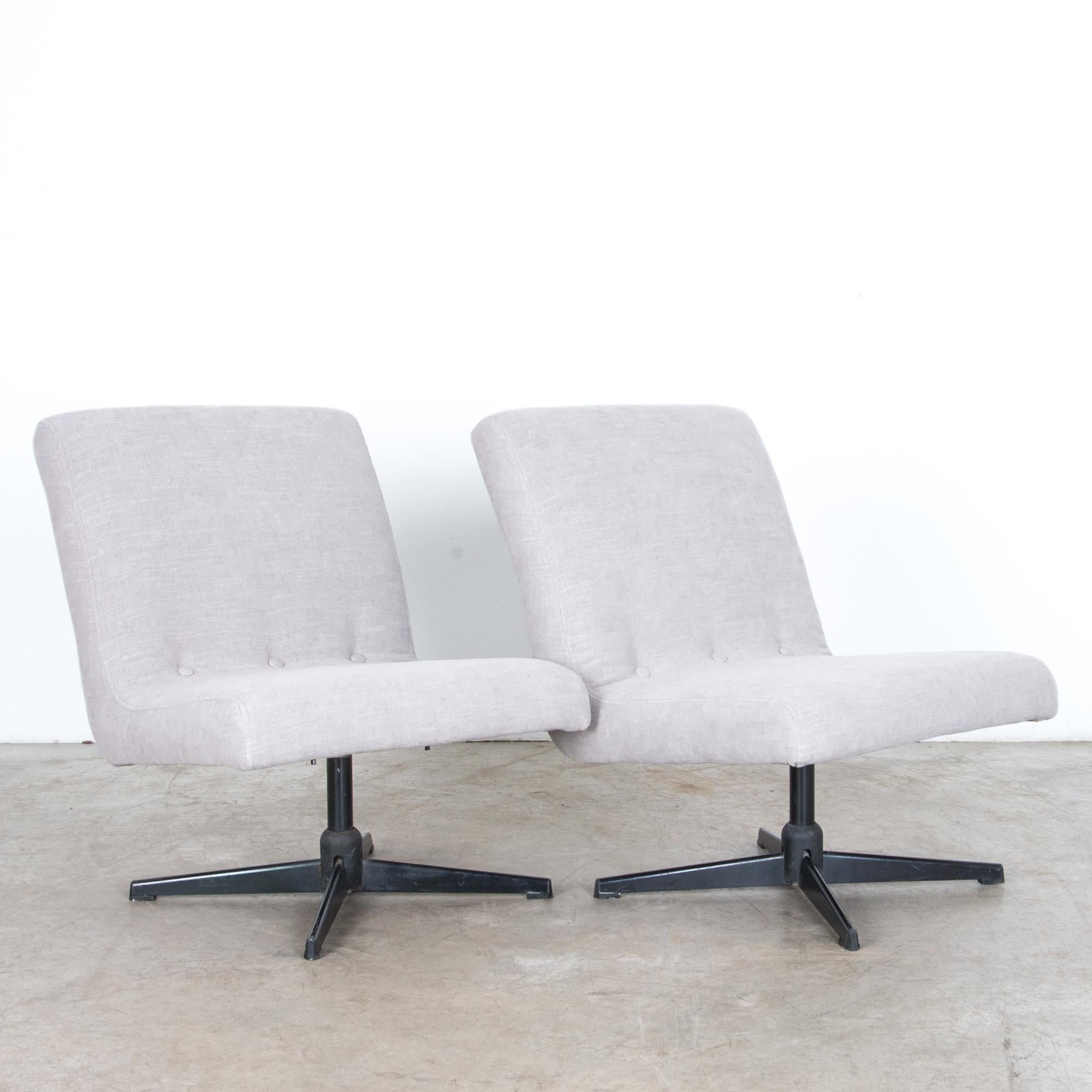 Czech 1960s Mid-Century Modern Swivel Chairs, a Pair