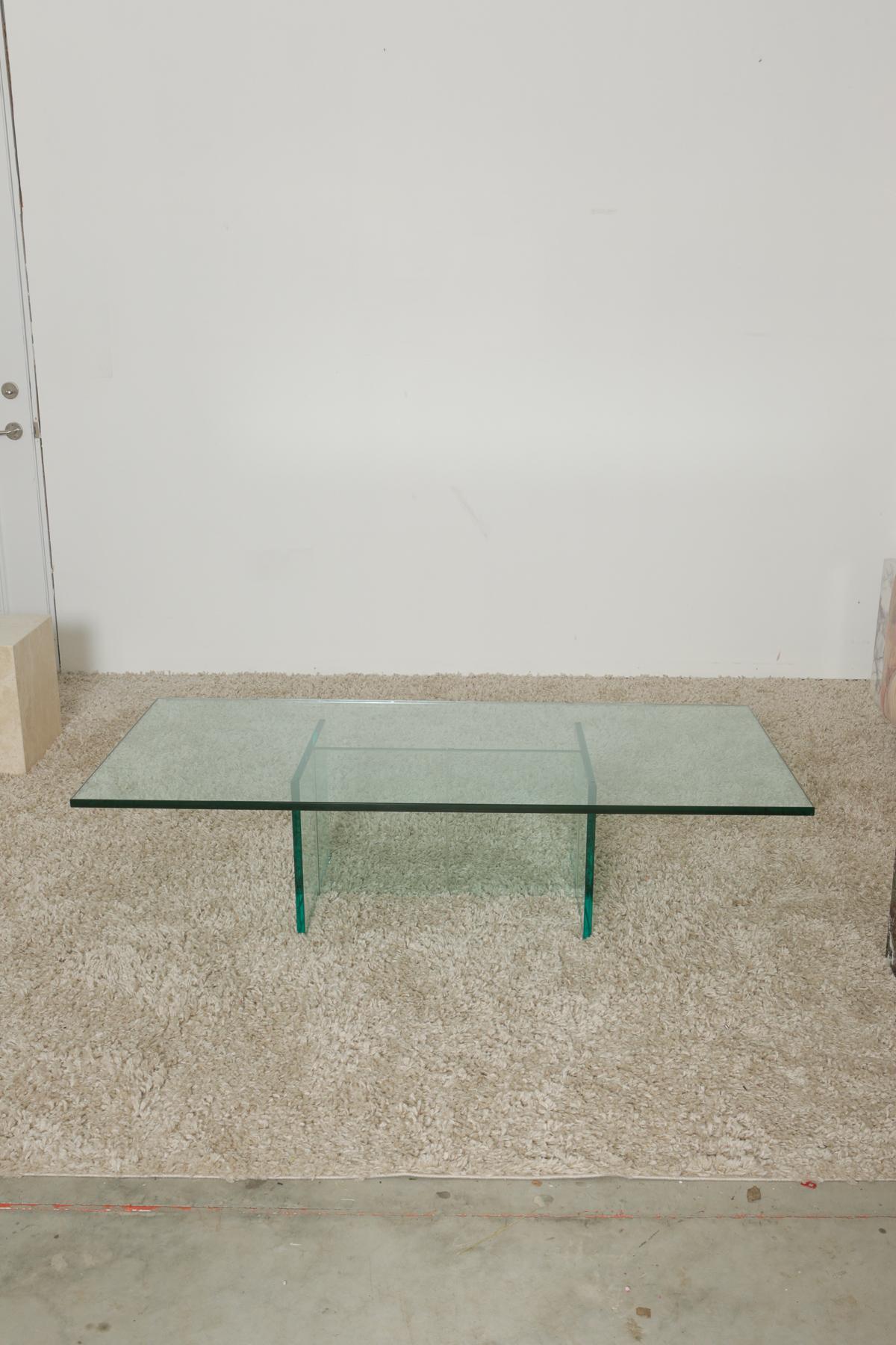 1960s Mid-Century Modern T-Shaped Glass Coffee Table 5