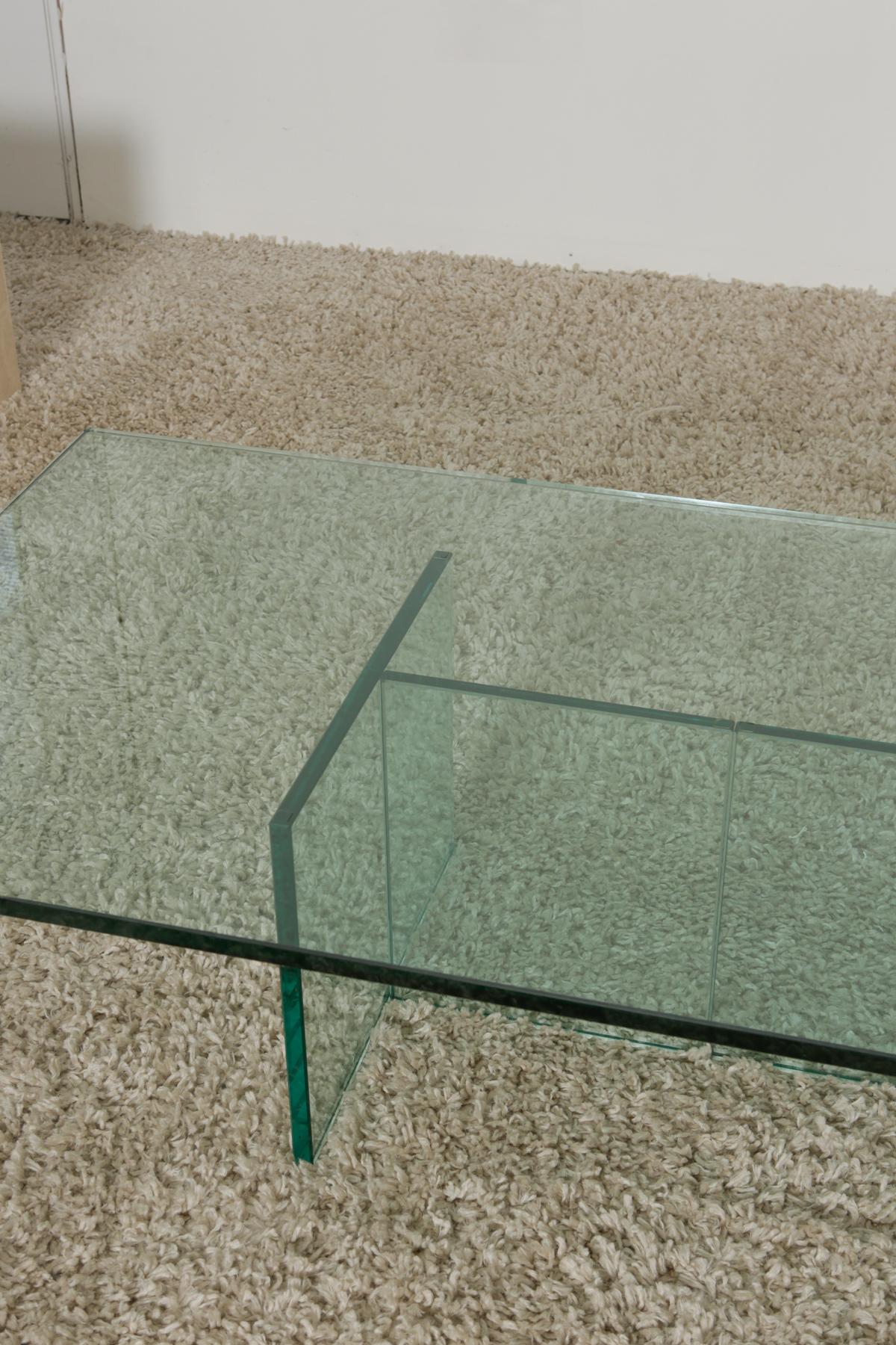 1960s Mid-Century Modern T-Shaped Glass Coffee Table 6
