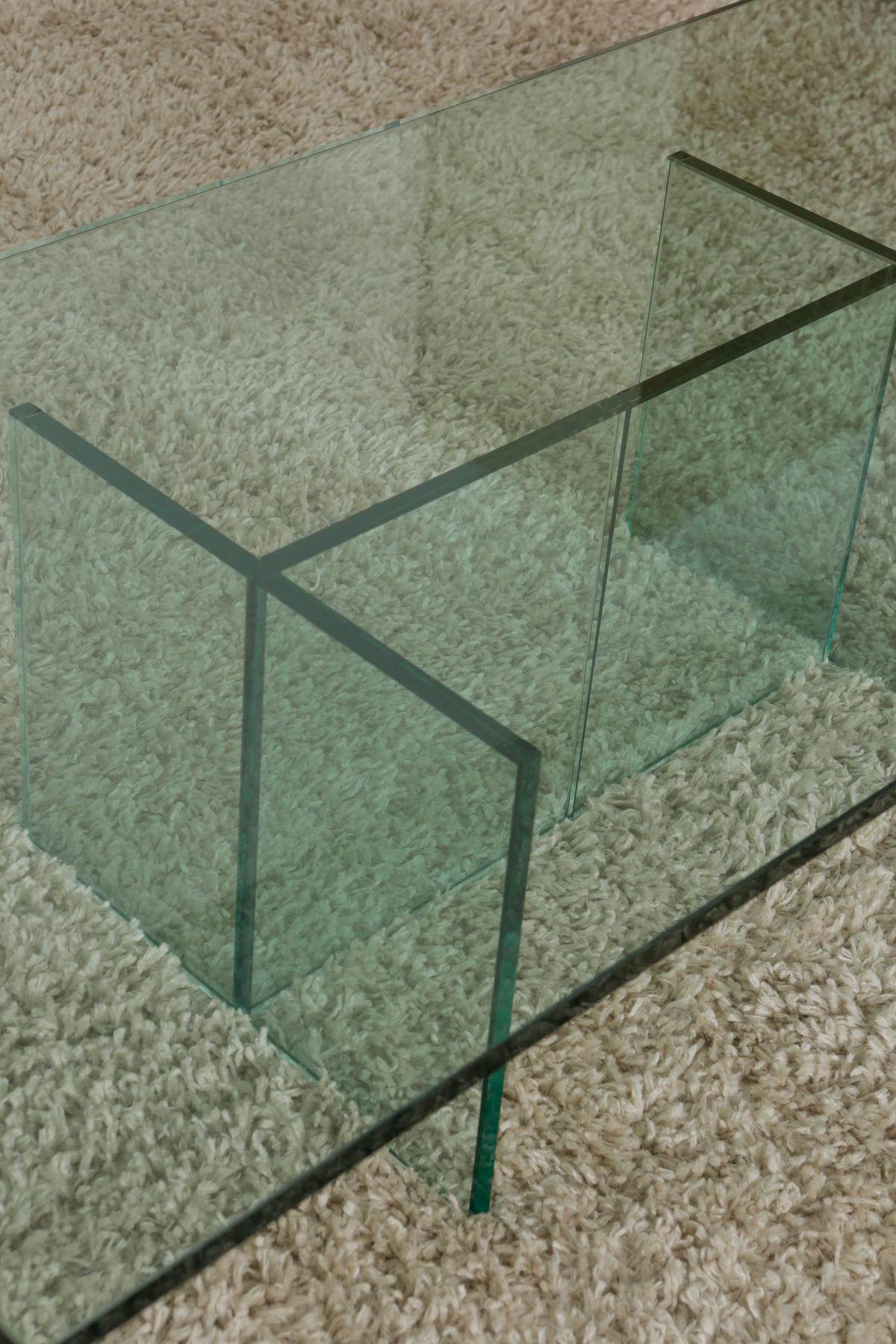 1960s Mid-Century Modern T-Shaped Glass Coffee Table 8