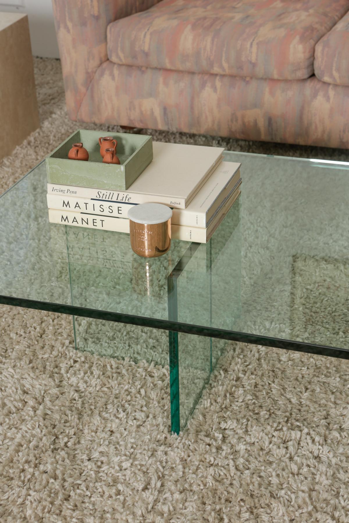 1960s Mid-Century Modern T-Shaped Glass Coffee Table 11
