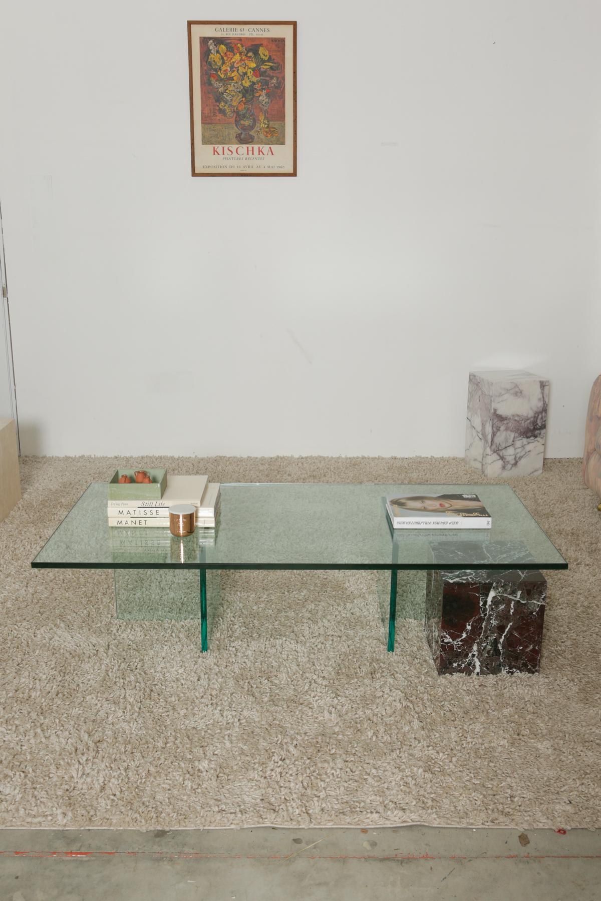 1960s Mid-Century Modern T-Shaped Glass Coffee Table In Good Condition In Armonk, NY