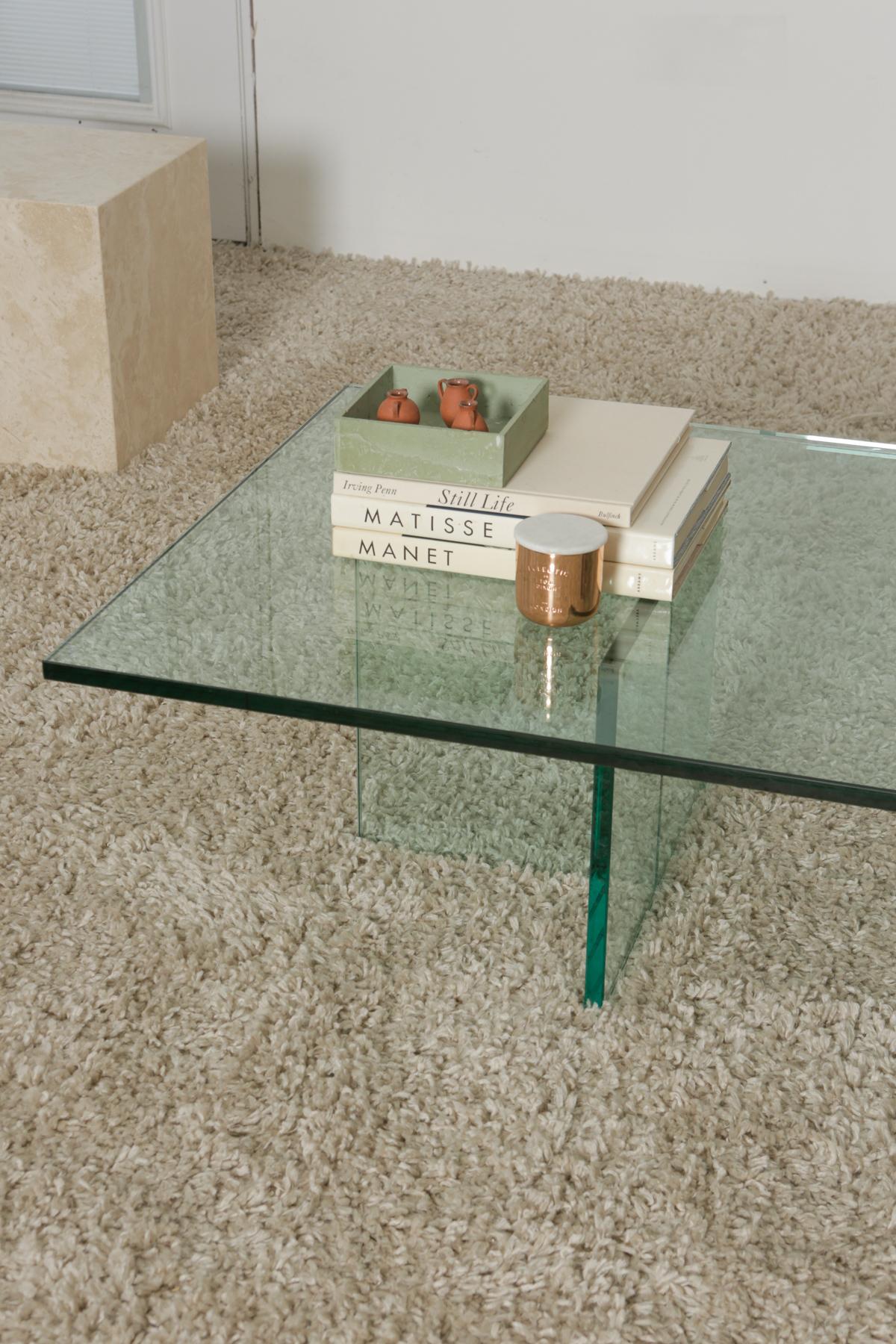 1960s Mid-Century Modern T-Shaped Glass Coffee Table 1