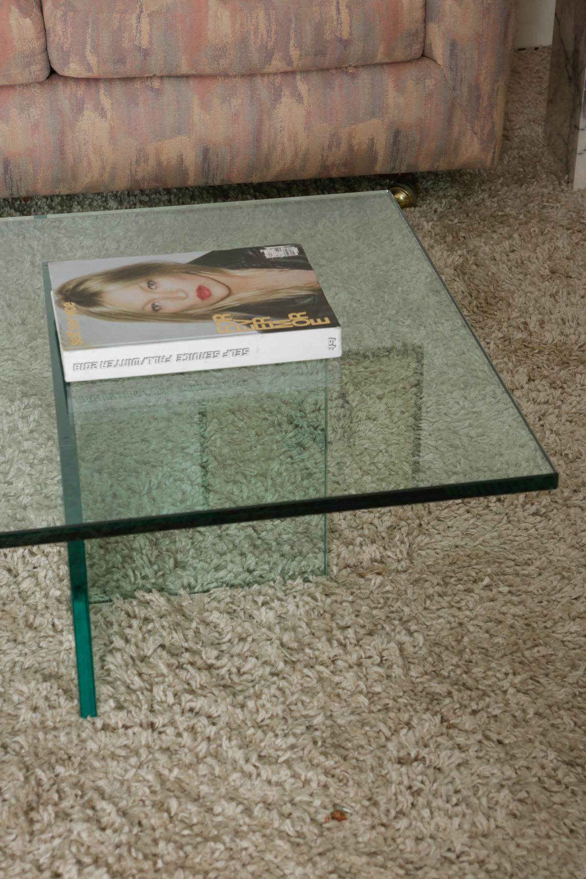 1960s Mid-Century Modern T-Shaped Glass Coffee Table 2