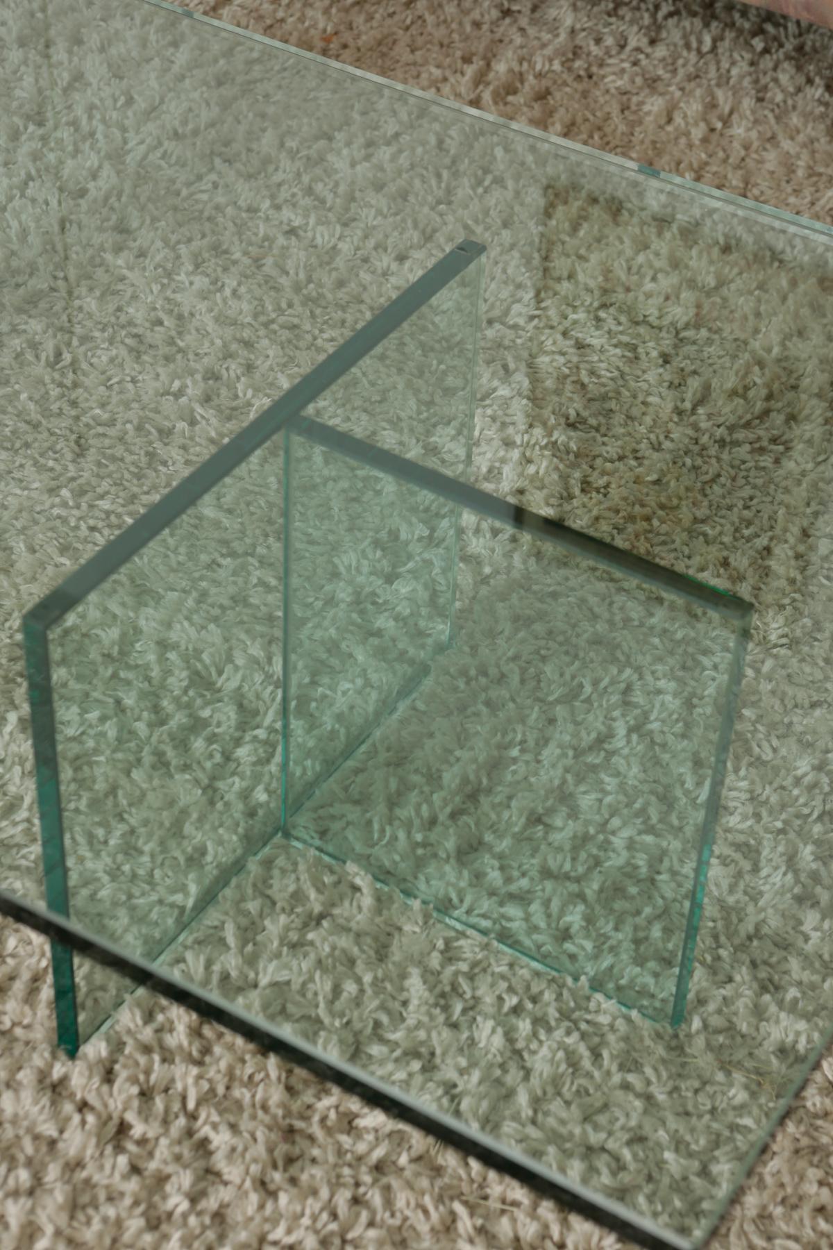 1960s Mid-Century Modern T-Shaped Glass Coffee Table 3