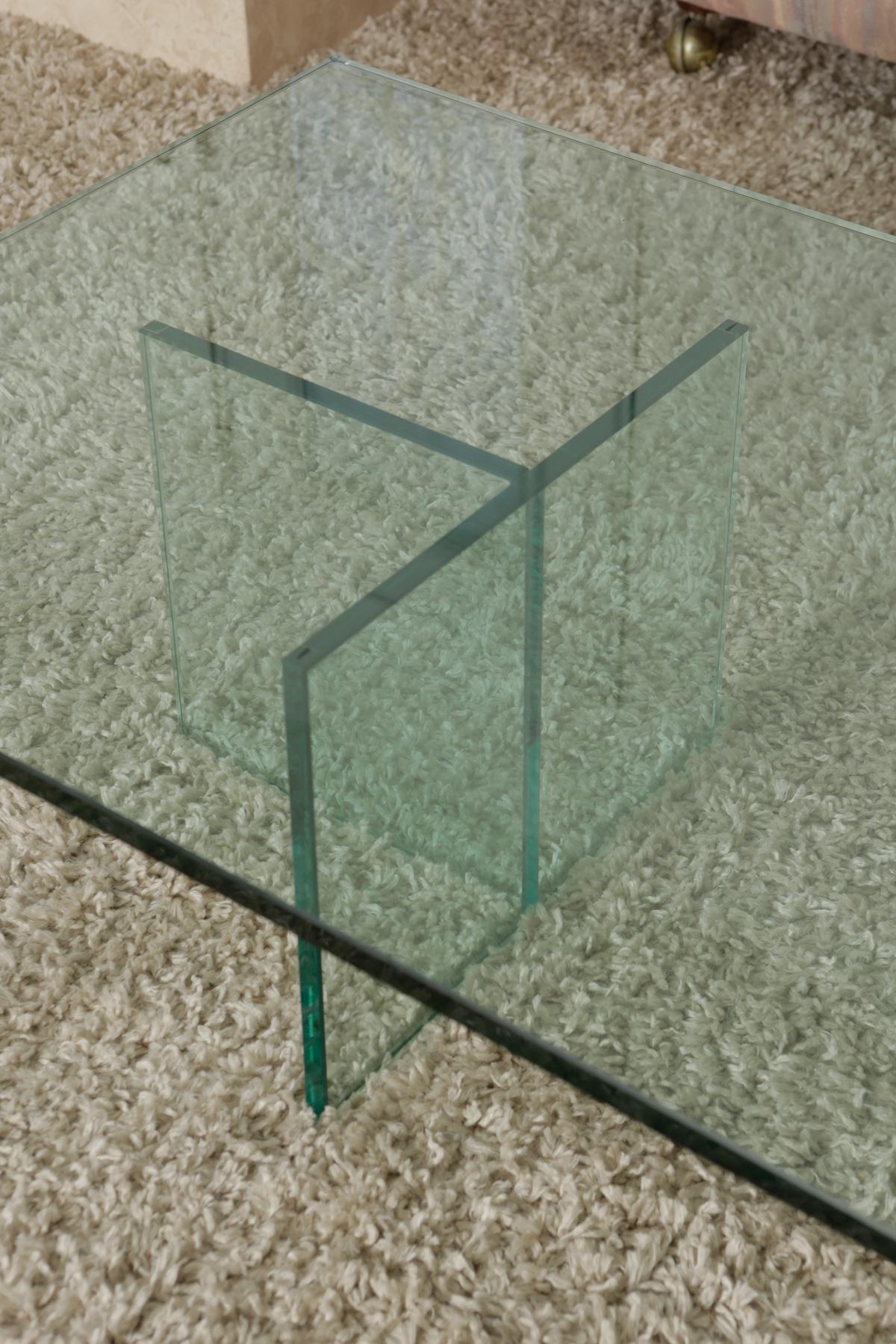 1960s Mid-Century Modern T-Shaped Glass Coffee Table 4