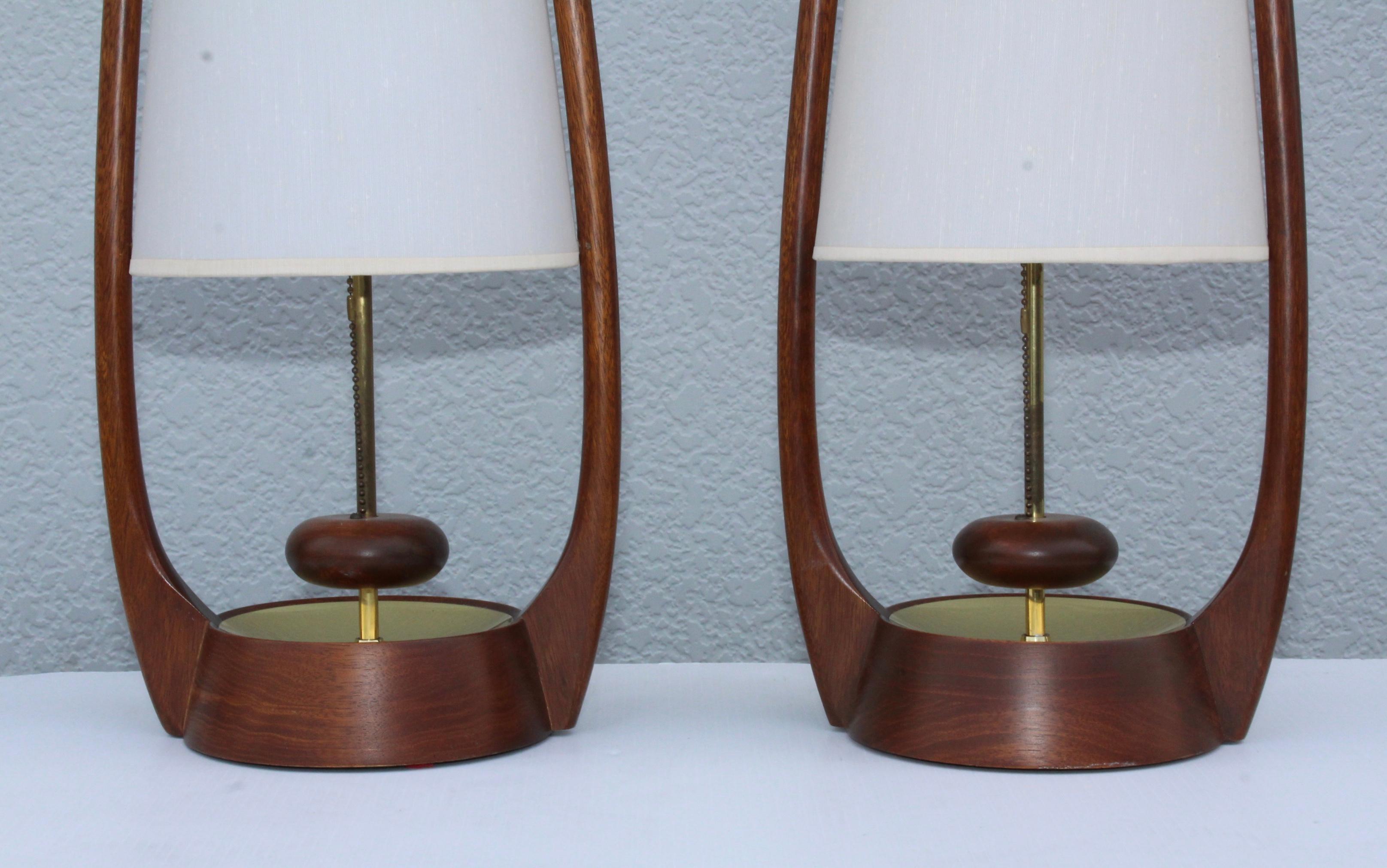 Walnut 1960s Mid-Century Modern Table Lamps by Modeline