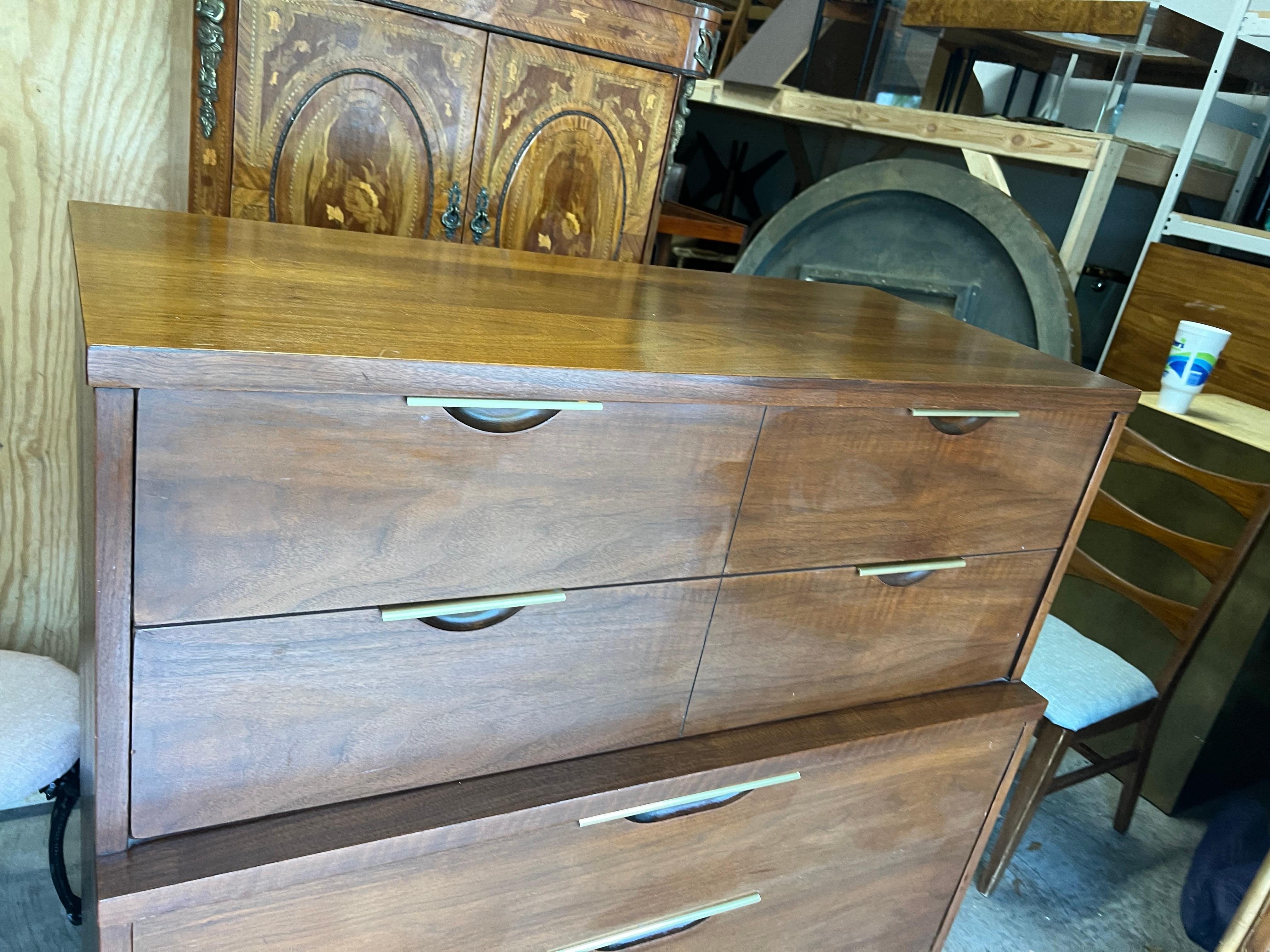 1960s Mid-Century Modern Tableau Highboy Dresser by Kent Coffey In Good Condition For Sale In Charleston, SC