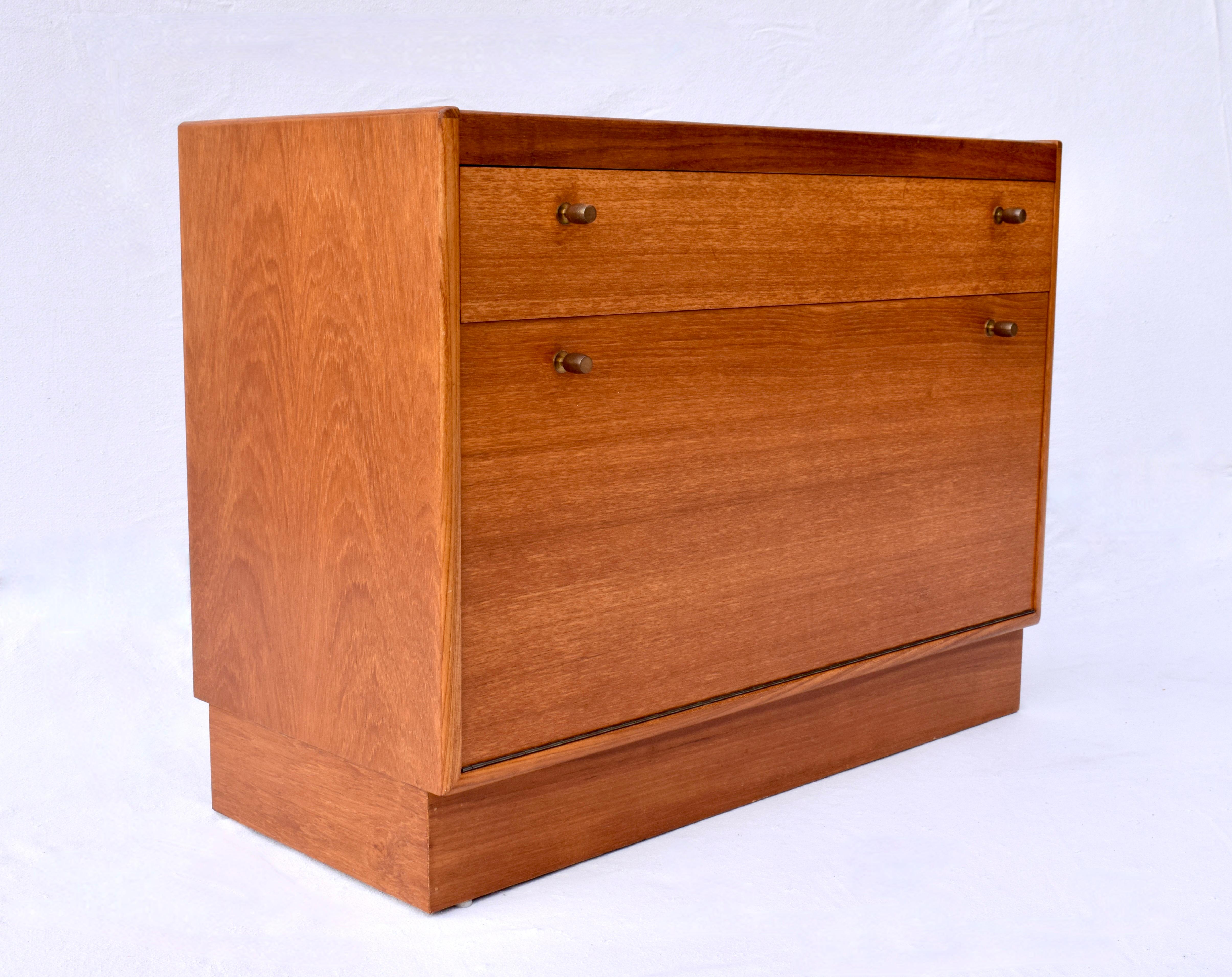 Brass 1960's Mid Century Modern Teak Bar Cabinet