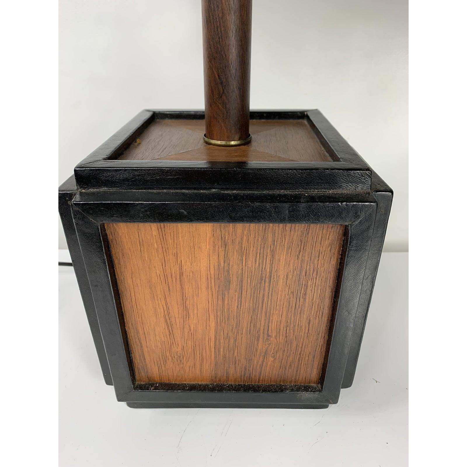 American 1960s Mid-Century Modern Teak Cube Table Lamp