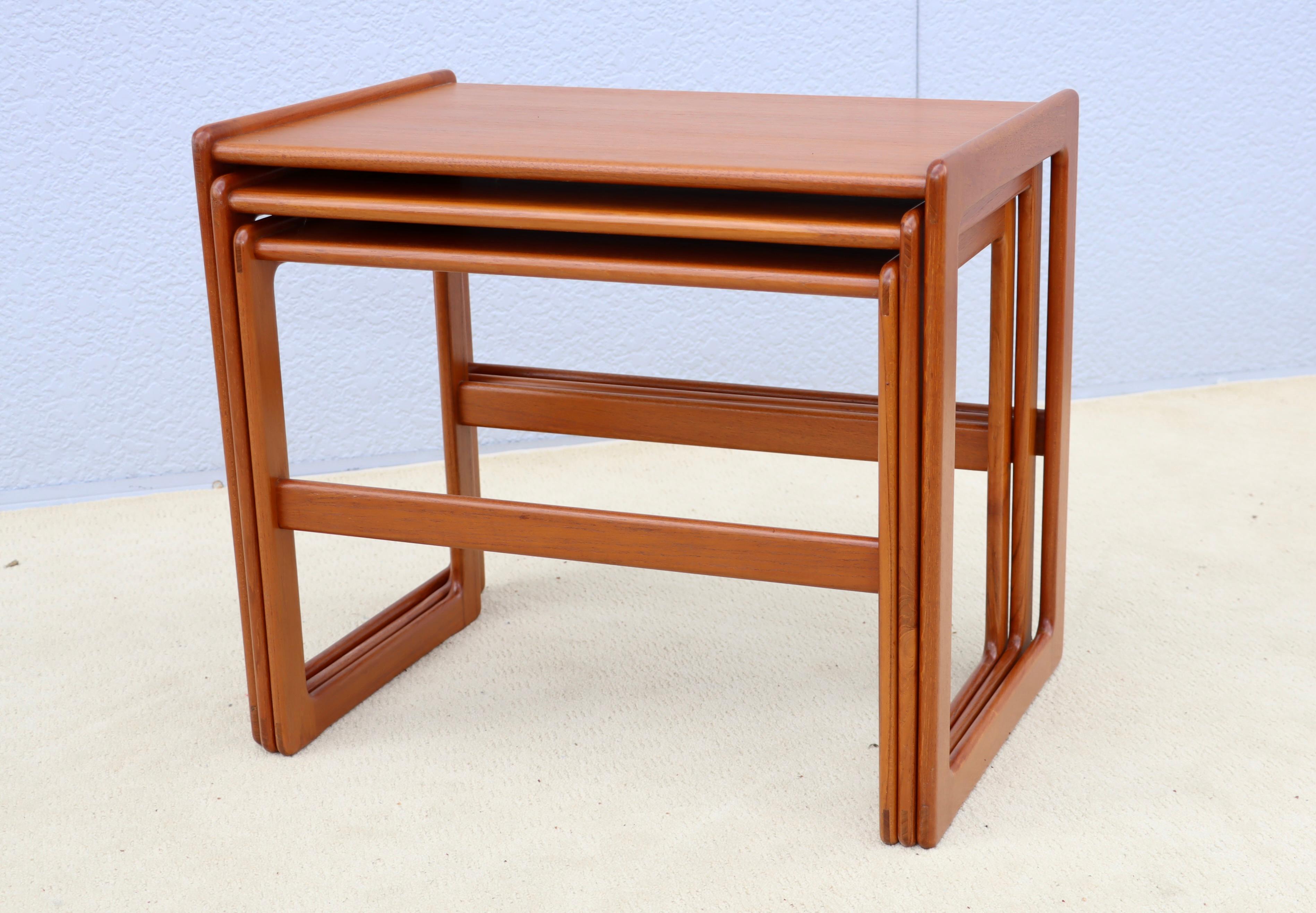 1960's Mid-Century Modern Teak Danish Nesting Tables For Sale 6