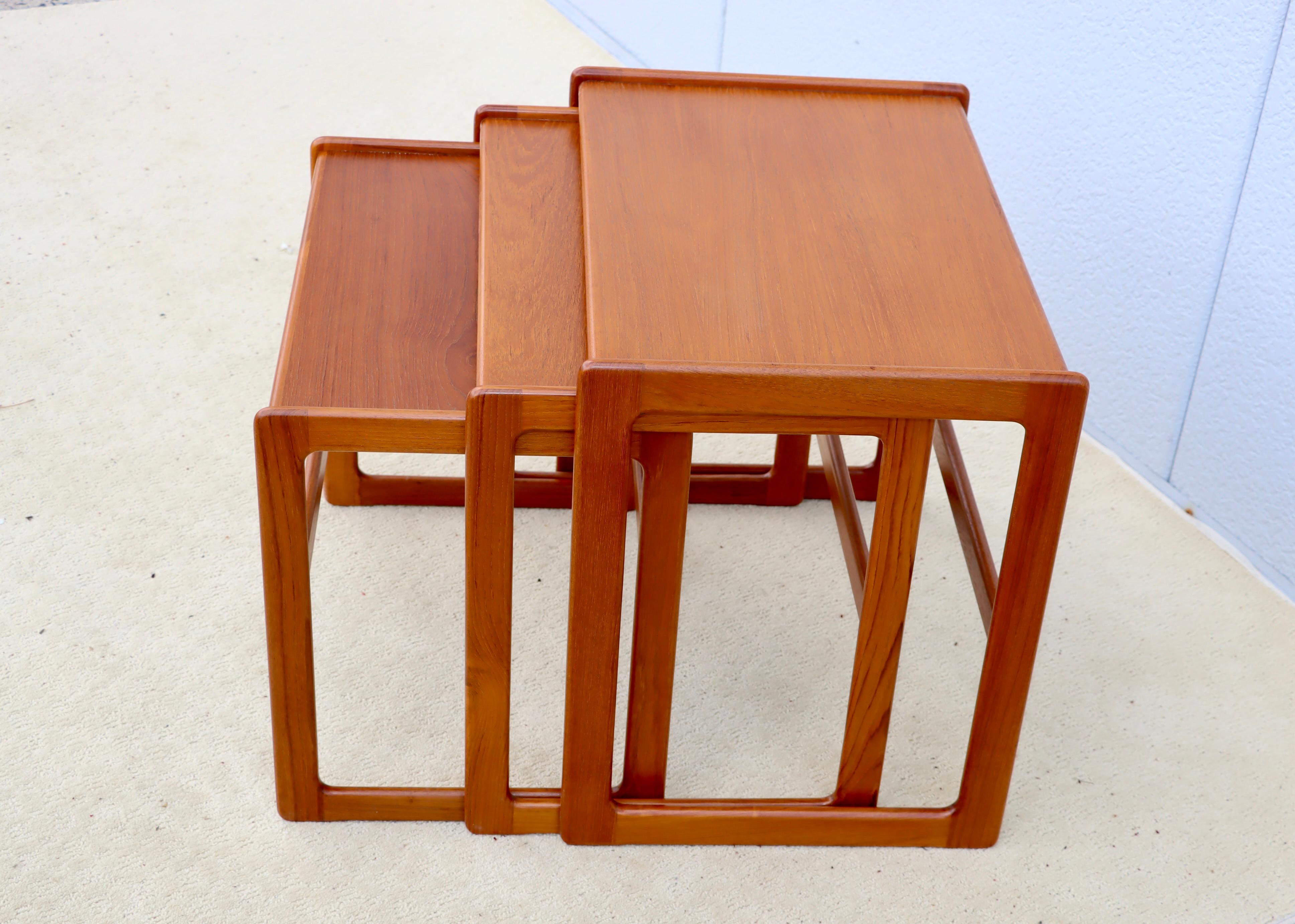 1960's Mid-Century Modern Teak Danish Nesting Tables For Sale 10