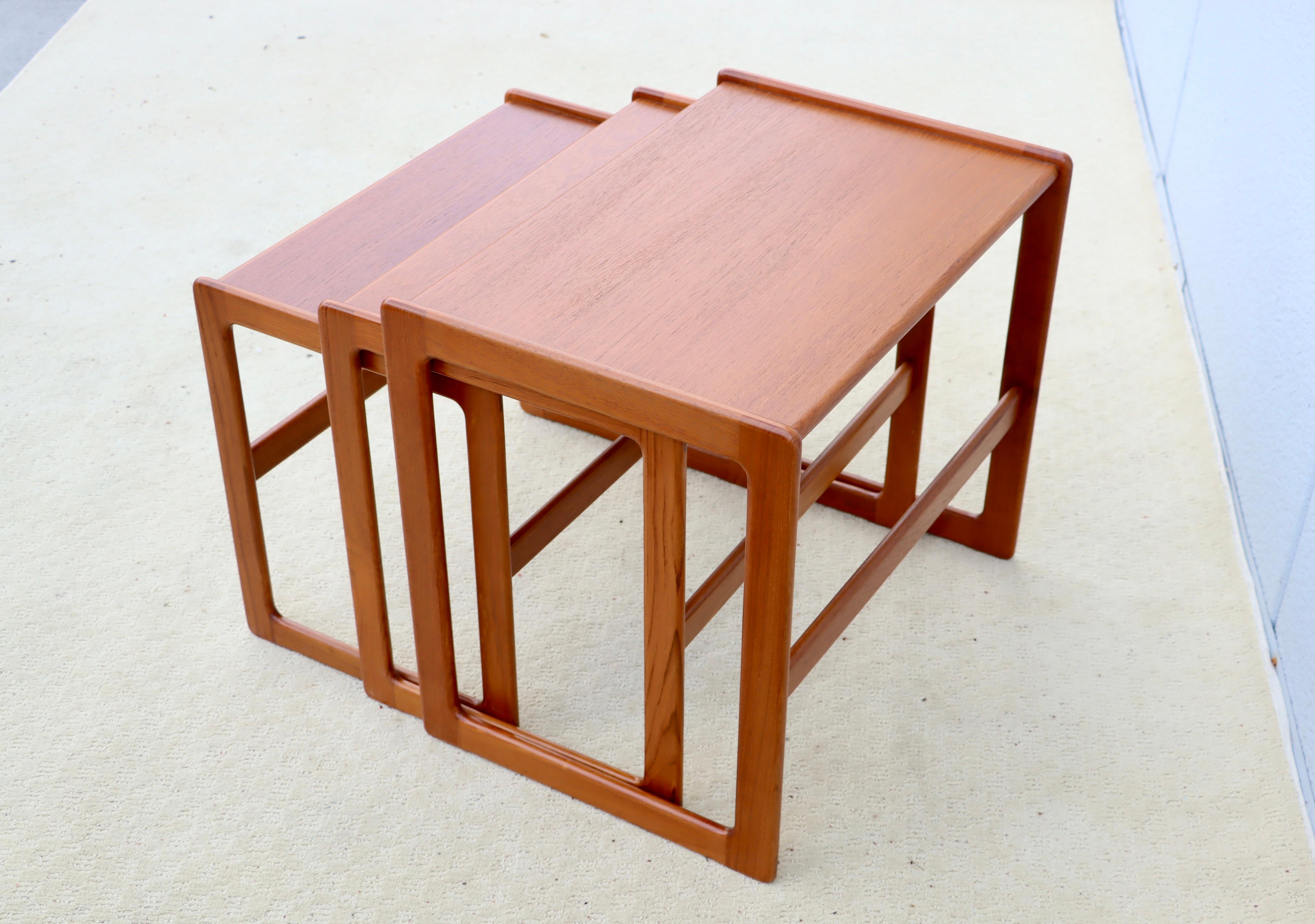 1960's Mid-Century Modern Teak Danish Nesting Tables For Sale 11