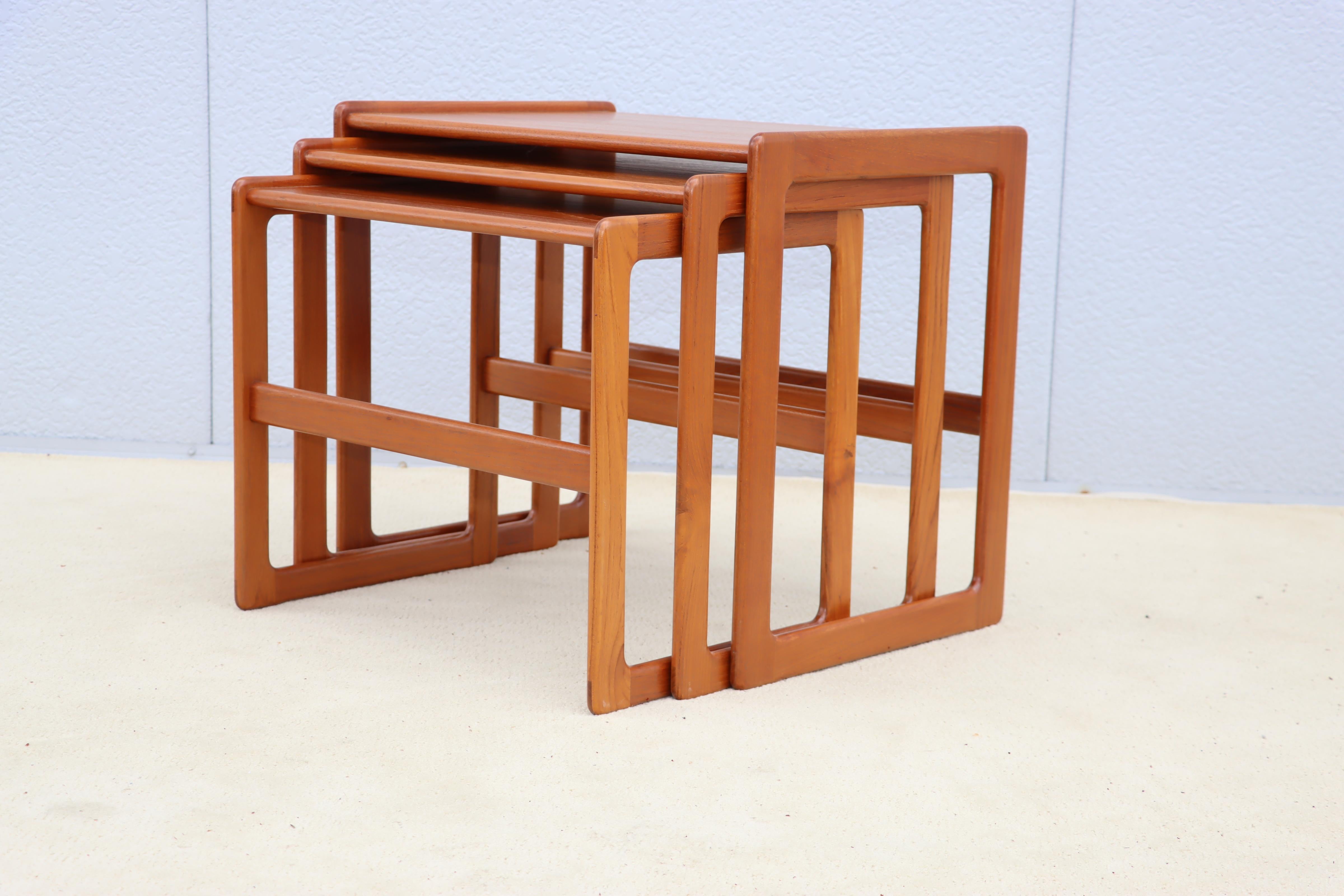 1960's Mid-Century Modern Teak Danish Nesting Tables For Sale 13