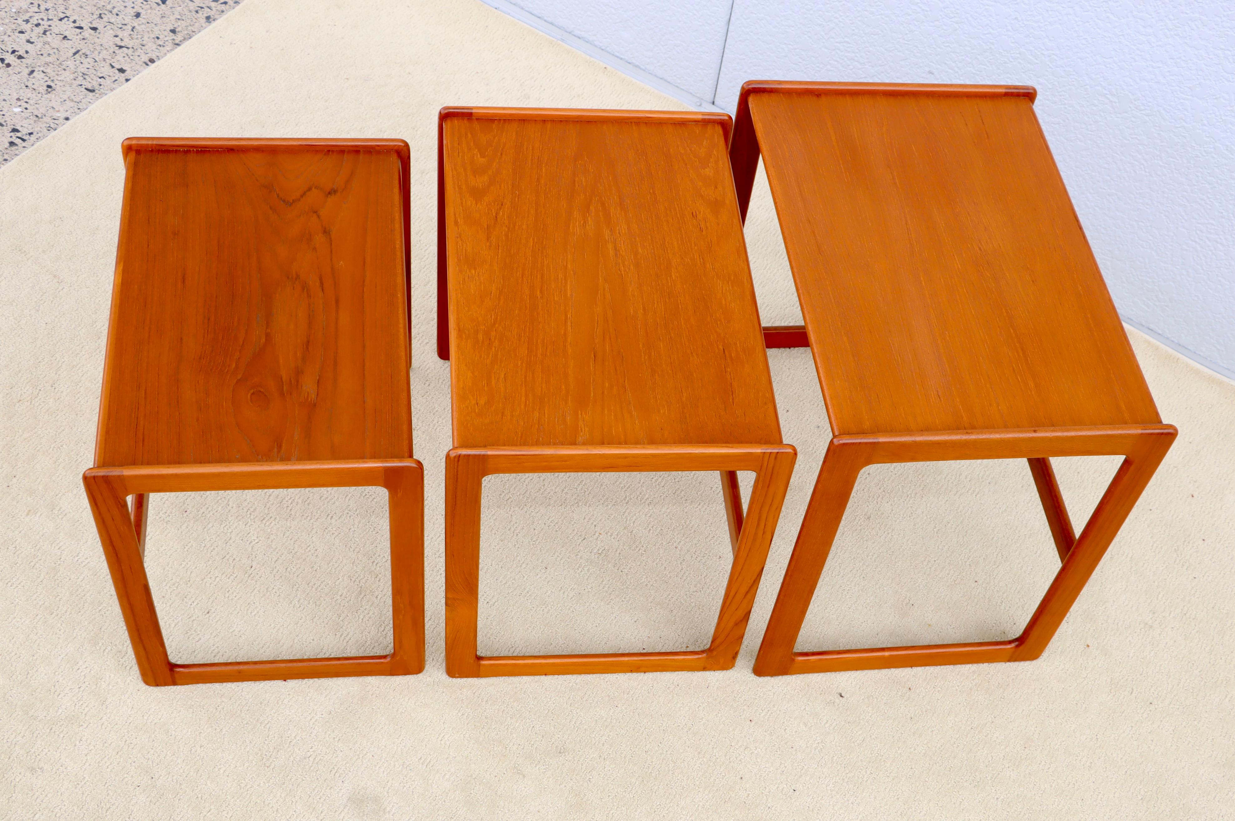 Mid-20th Century 1960's Mid-Century Modern Teak Danish Nesting Tables For Sale