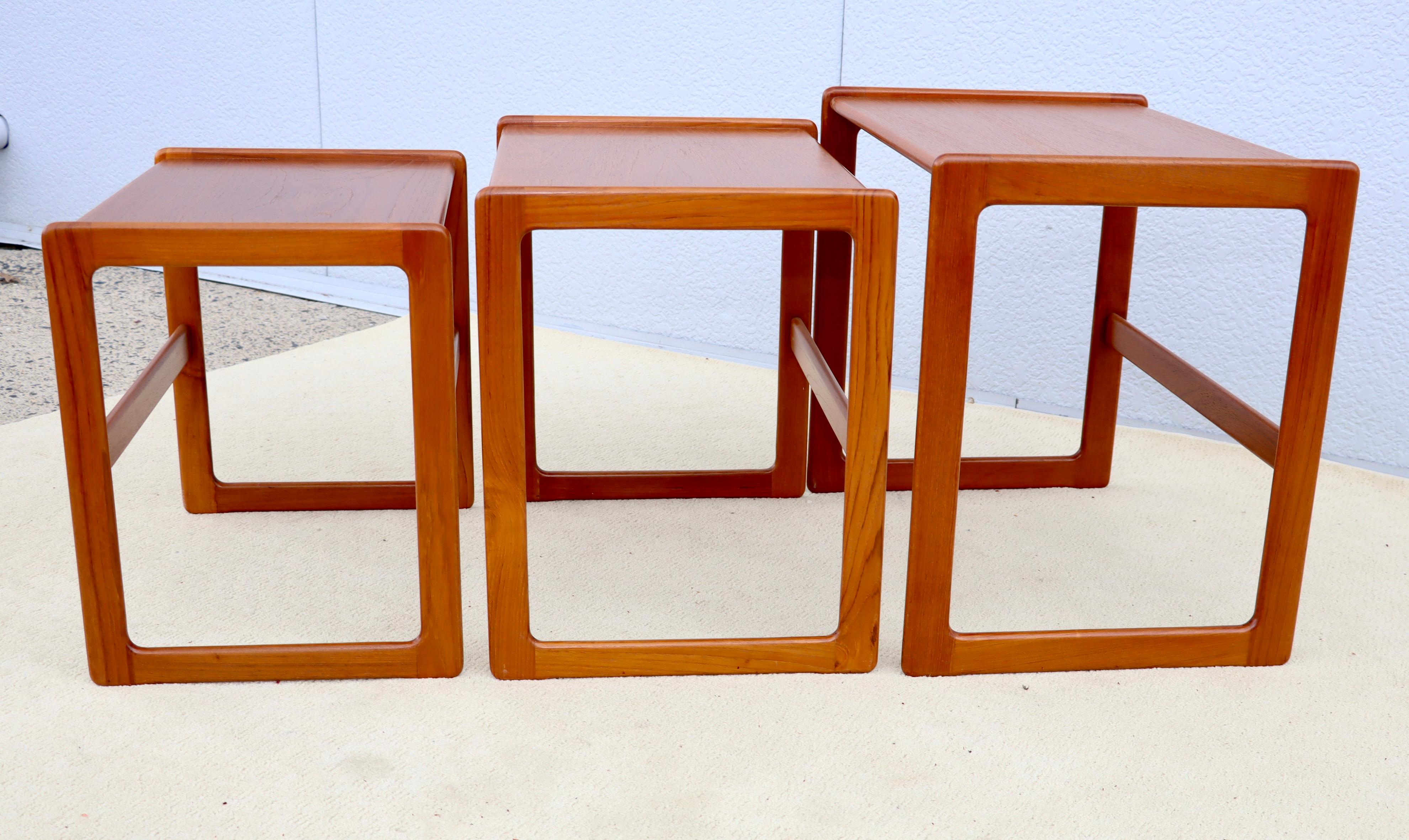 1960's Mid-Century Modern Teak Danish Nesting Tables For Sale 1