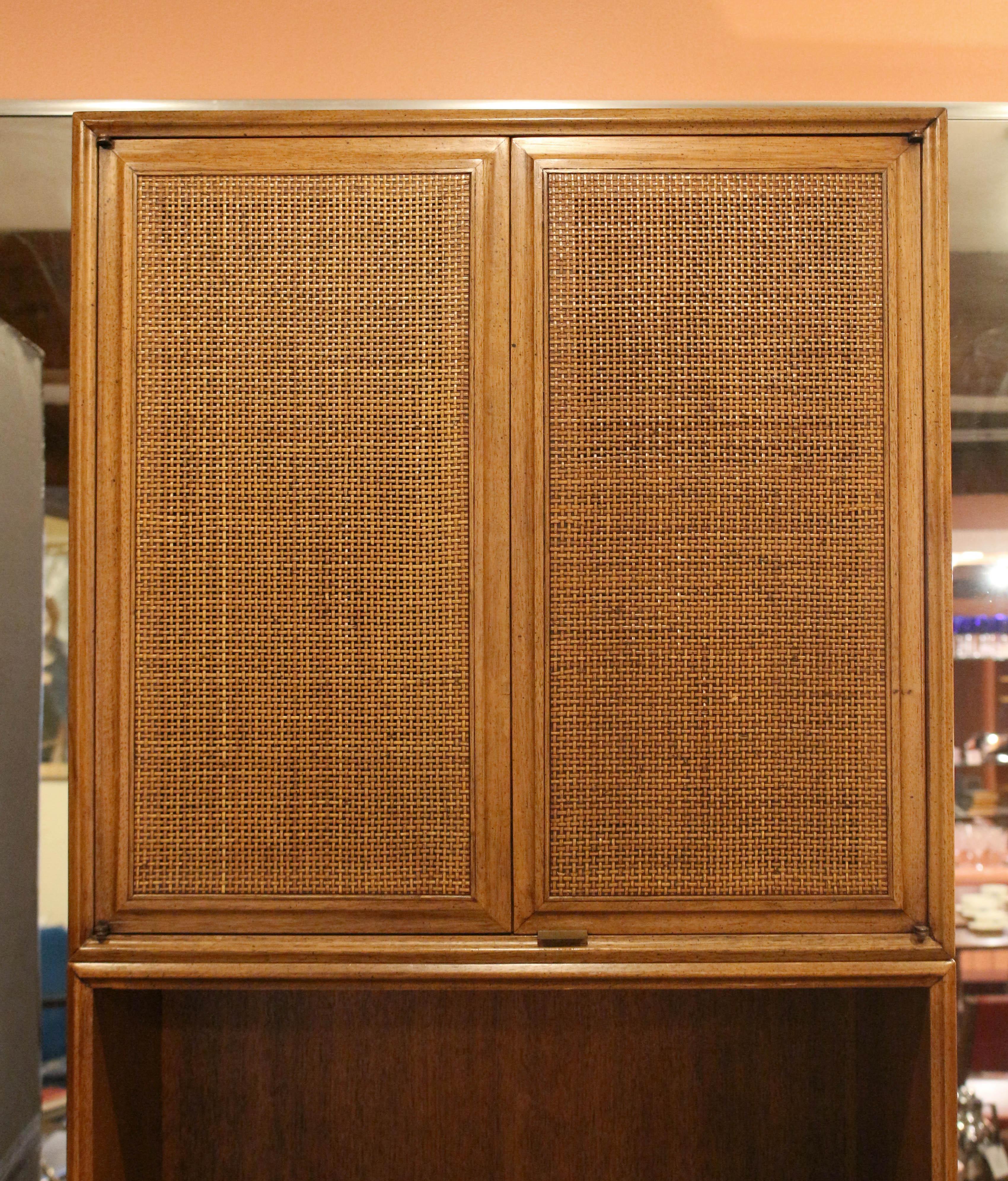 1960's Mid-Century Modern Three-Part Cabinet on Bookcase on Chest In Good Condition In Chapel Hill, NC