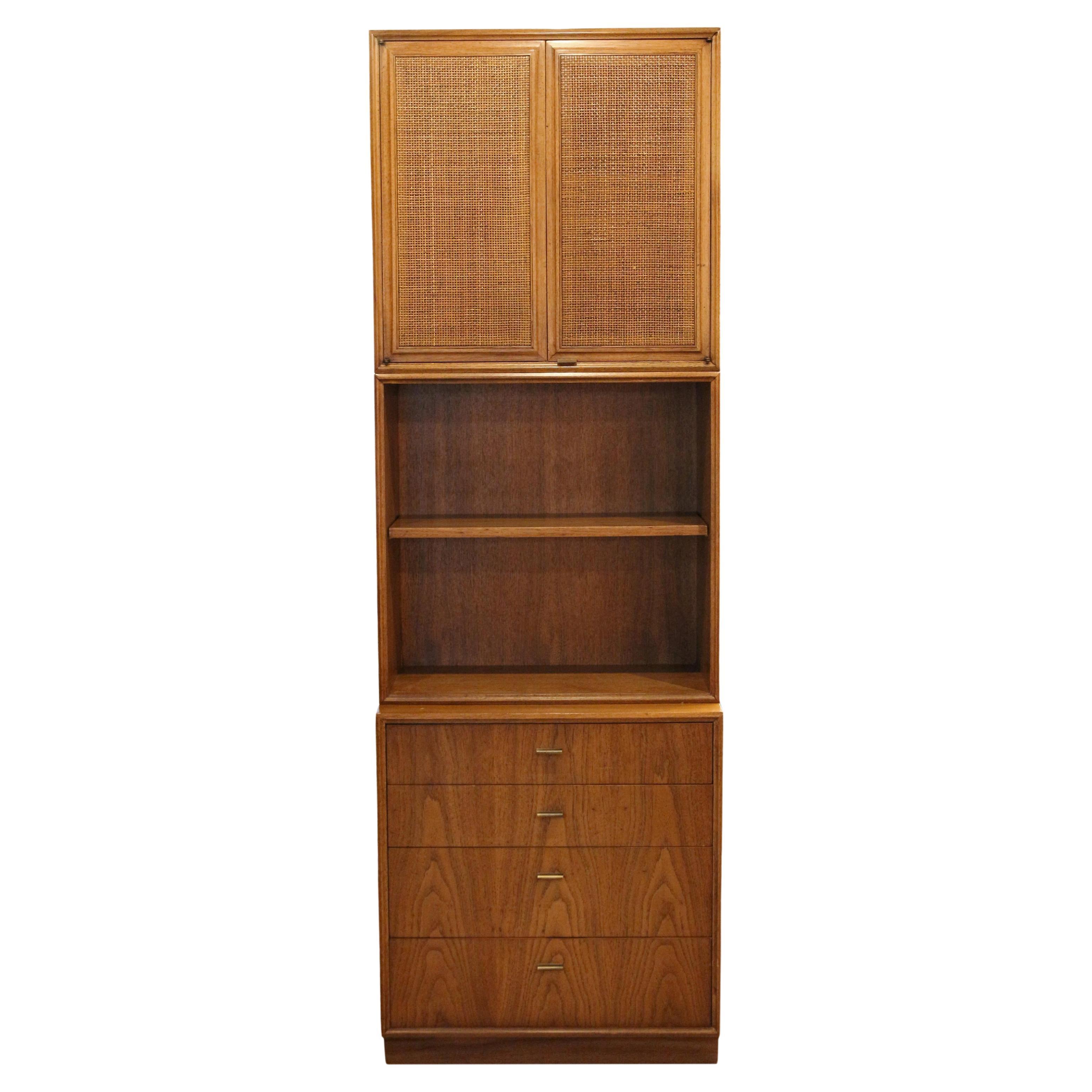 1960's Mid-Century Modern Three-Part Cabinet on Bookcase on Chest